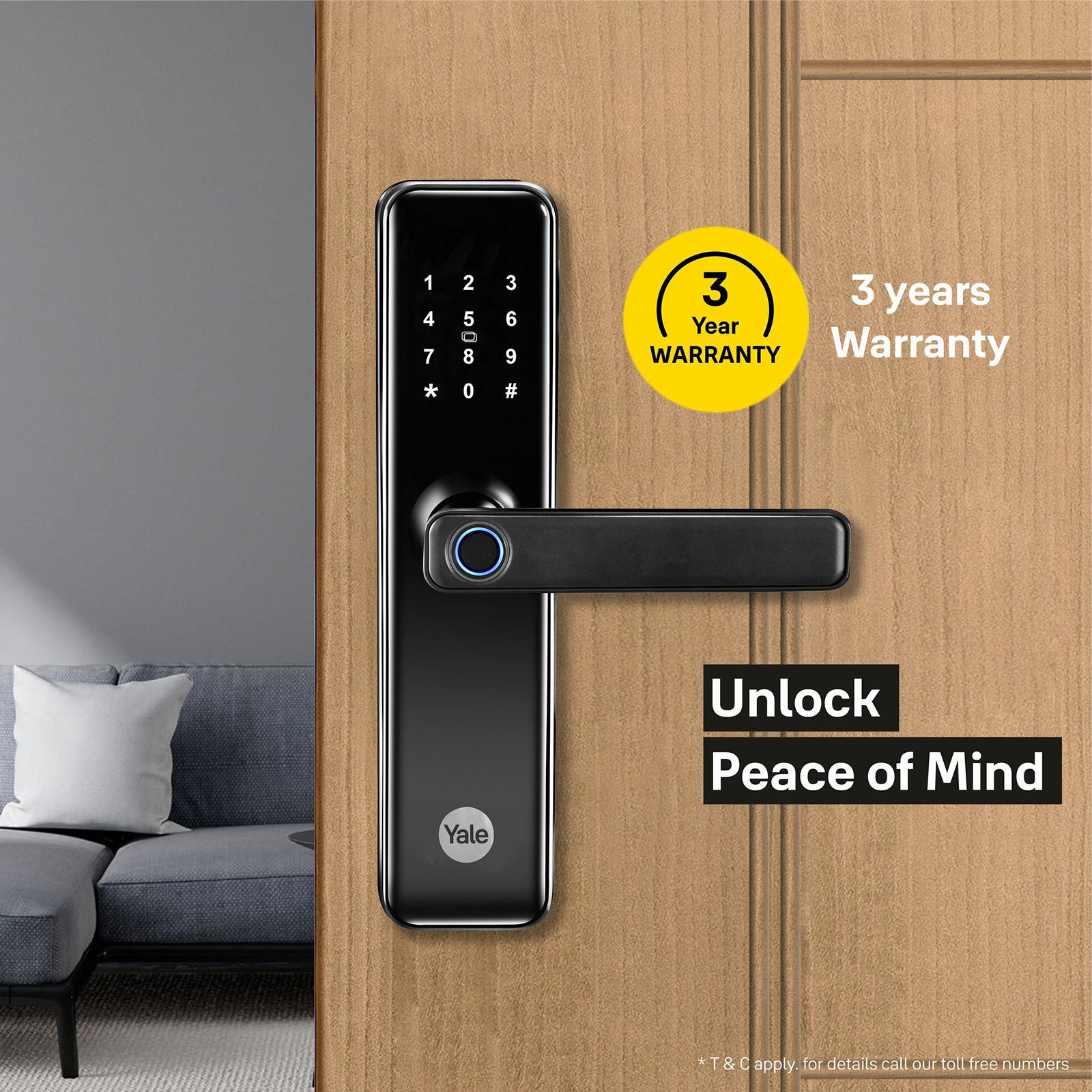 Yale Smart Digital Lock For Private Space (Smart Keypad, YDME 50 NxT, Black)_18