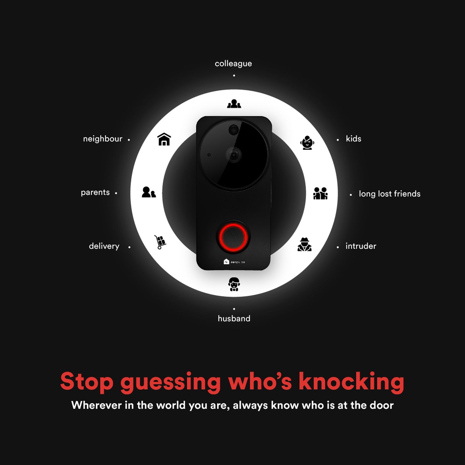 zunpulse Smart Door Bell (Motion Sensor Alert, ZUNSDB, Black)_2
