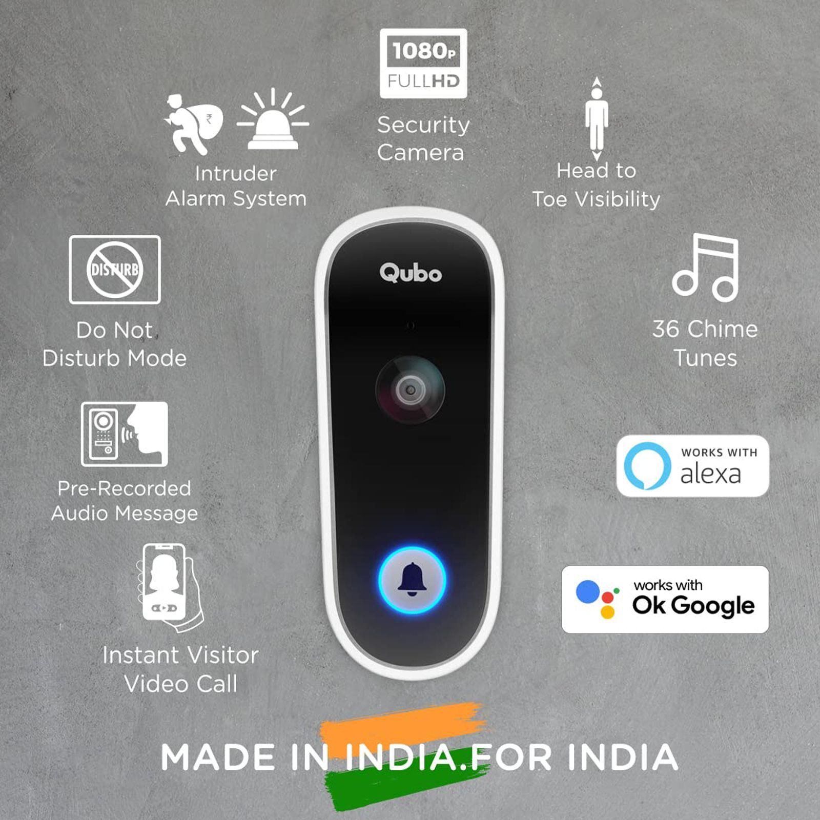 Qubo Smart Door Bell (Voice Control, OC-HCD03WH1, White) Qubo Smart Door Bell (Voice Control, OC-HCD03WH1, White)_3