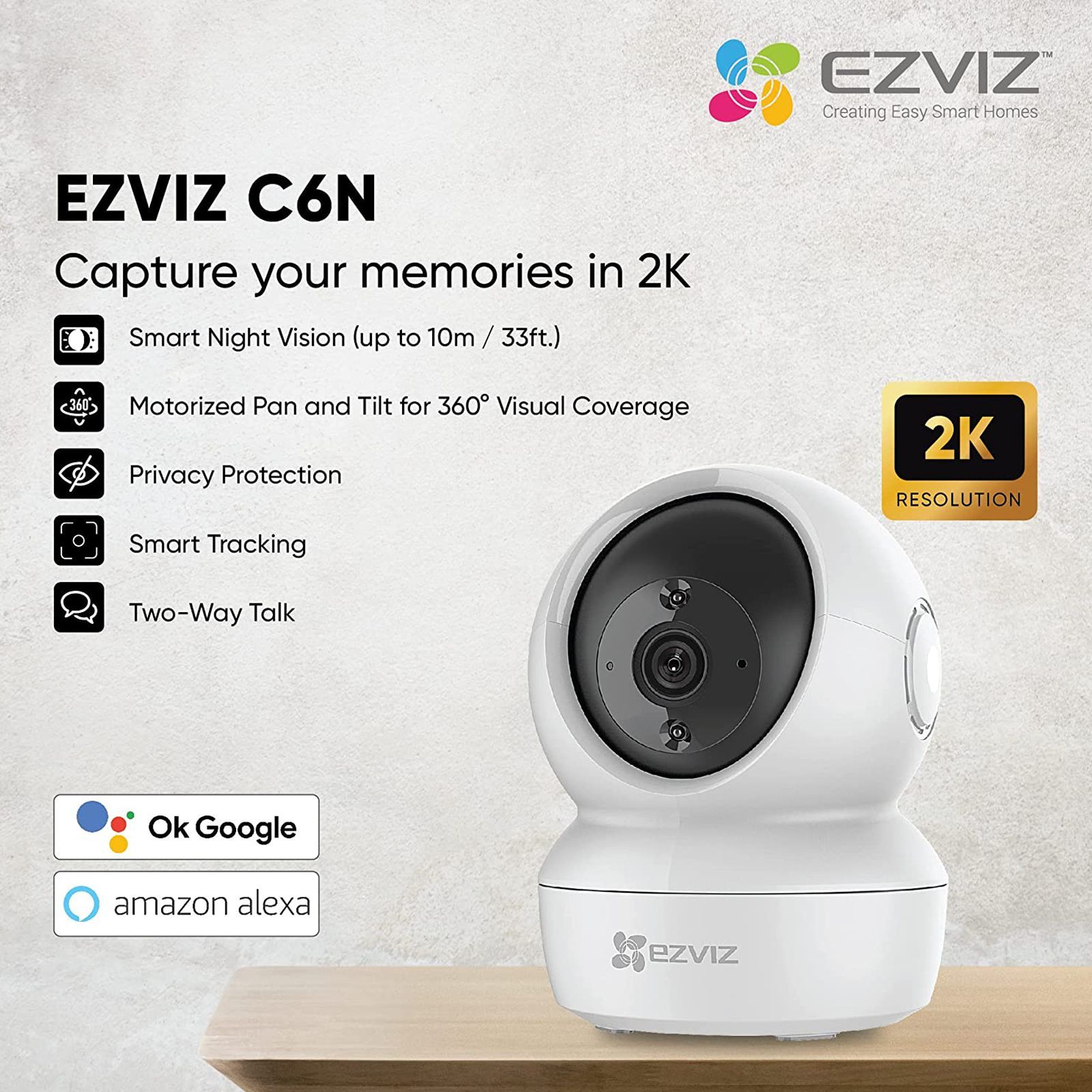EZVIZ C6N FHD WiFi CCTV Security Camera (Motion Detection, CS-C6N-D0-8B4WF, White) EZVIZ C6N FHD WiFi CCTV Security Camera (Motion Detection, CS-C6N-D0-8B4WF, White)_2