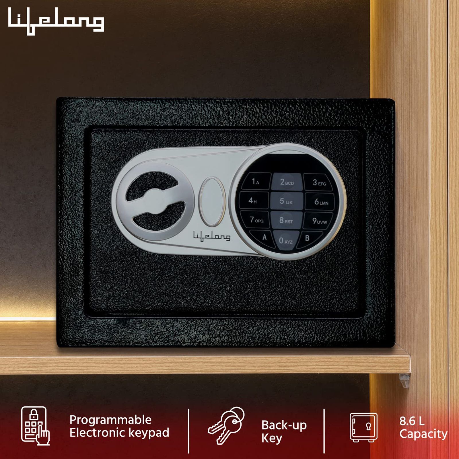 Lifelong LLHSL03 8.6 Litres Digital Safety Lockers (Black)_2