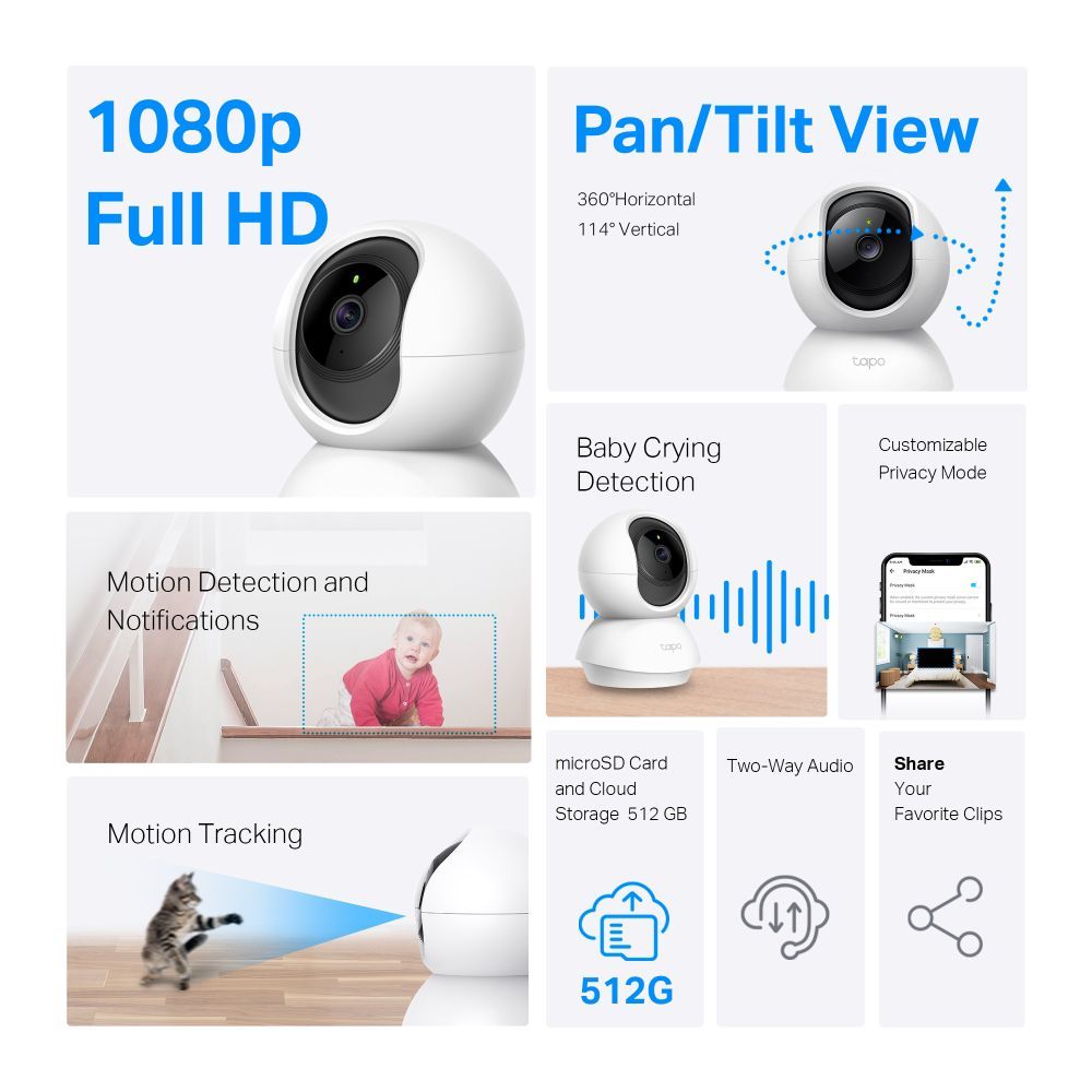 tp-link Tapo C200 HD WiFi CCTV Security Camera (Two-Way Audio, White)_3