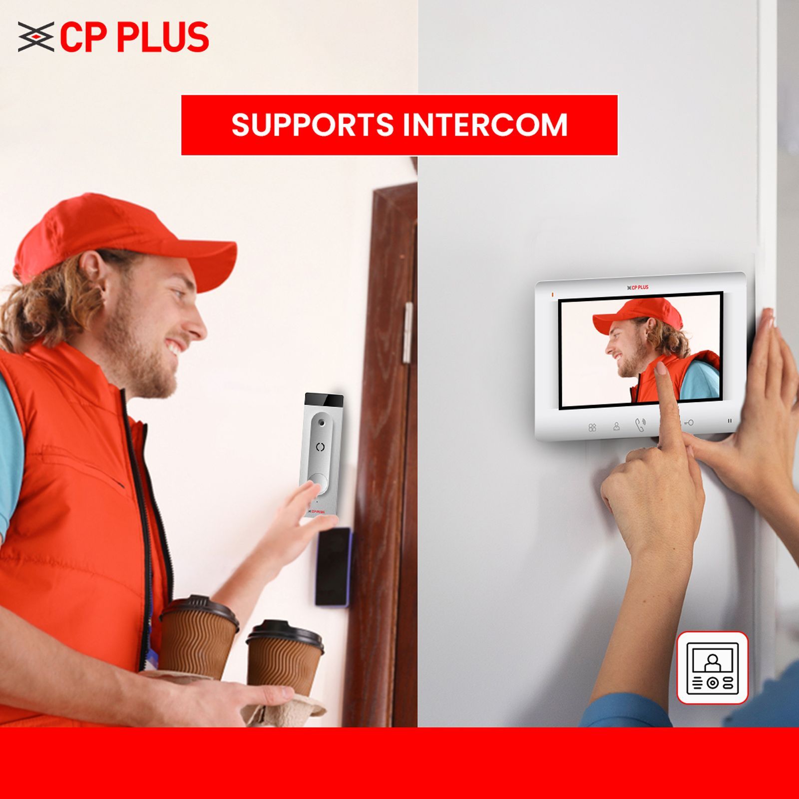 CP PLUS 7 Inch Video Door Phone Kit (TFT LCD Display, CPPVK70TH, White)_5