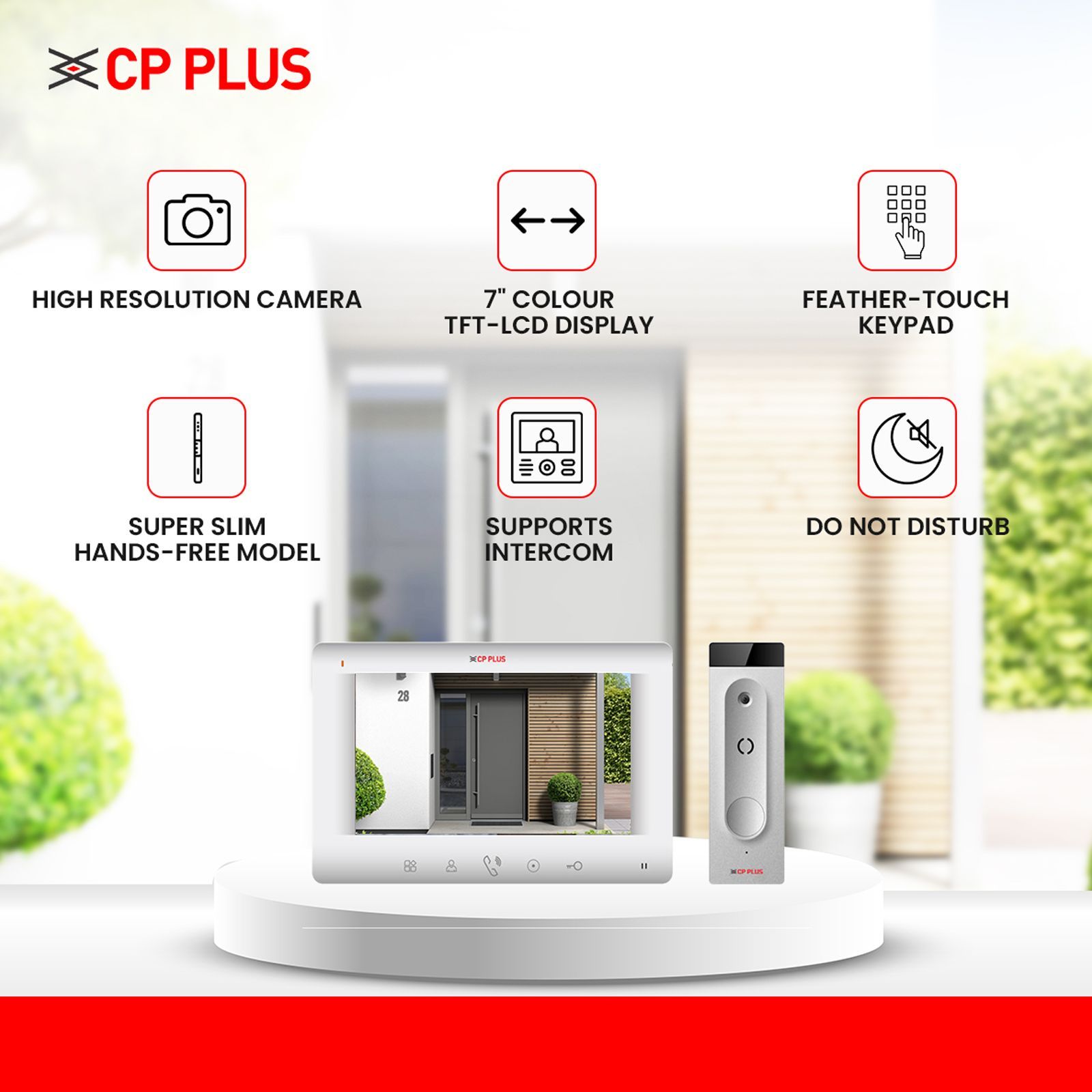 CP PLUS 7 Inch Video Door Phone Kit (TFT LCD Display, CPPVK70TH, White)_2