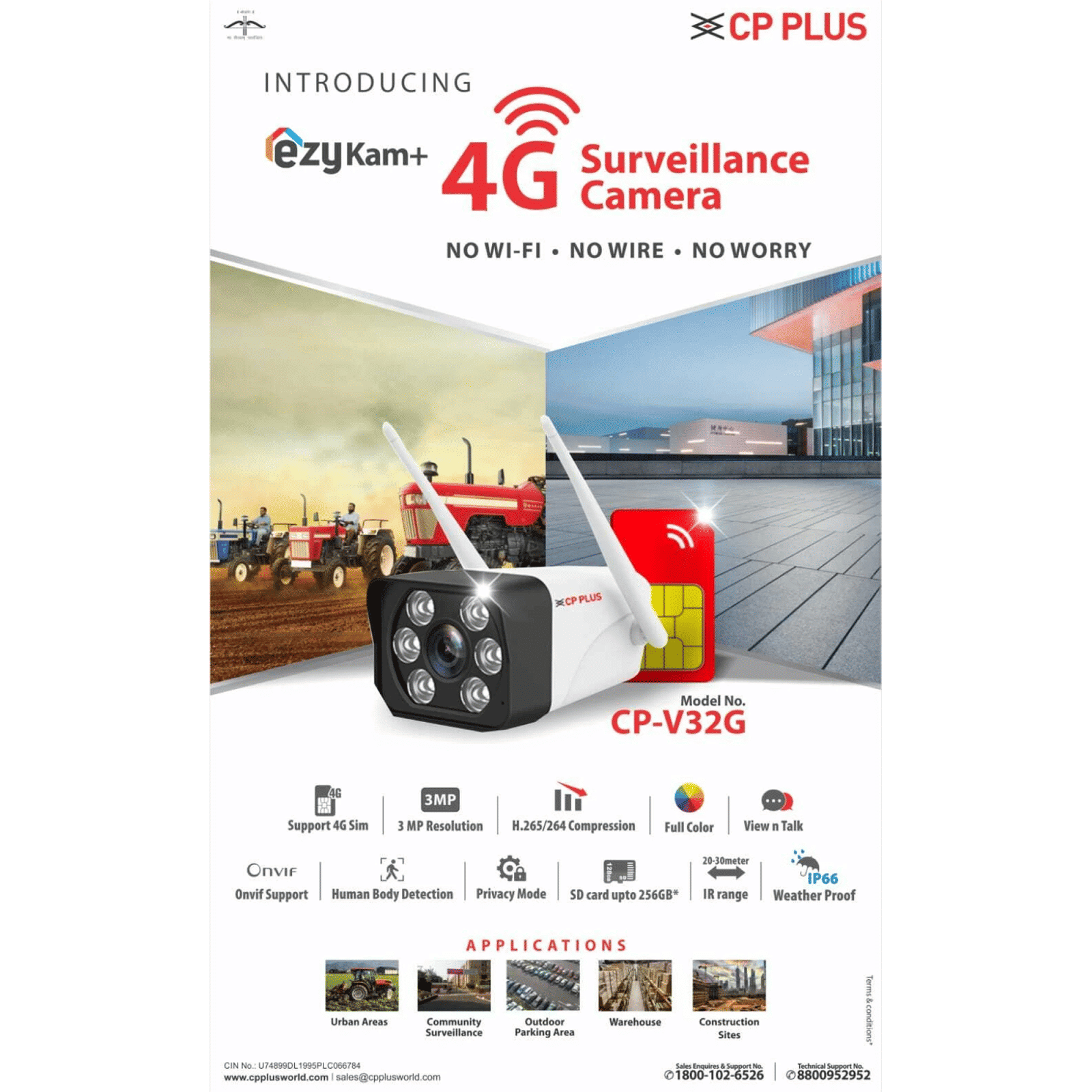 CP PLUS ezyKam+ Bullet CCTV Security Camera (Two Way Audio, CP-V32G, White) CP PLUS ezyKam+ Bullet CCTV Security Camera (Two Way Audio, CP-V32G, White)_4