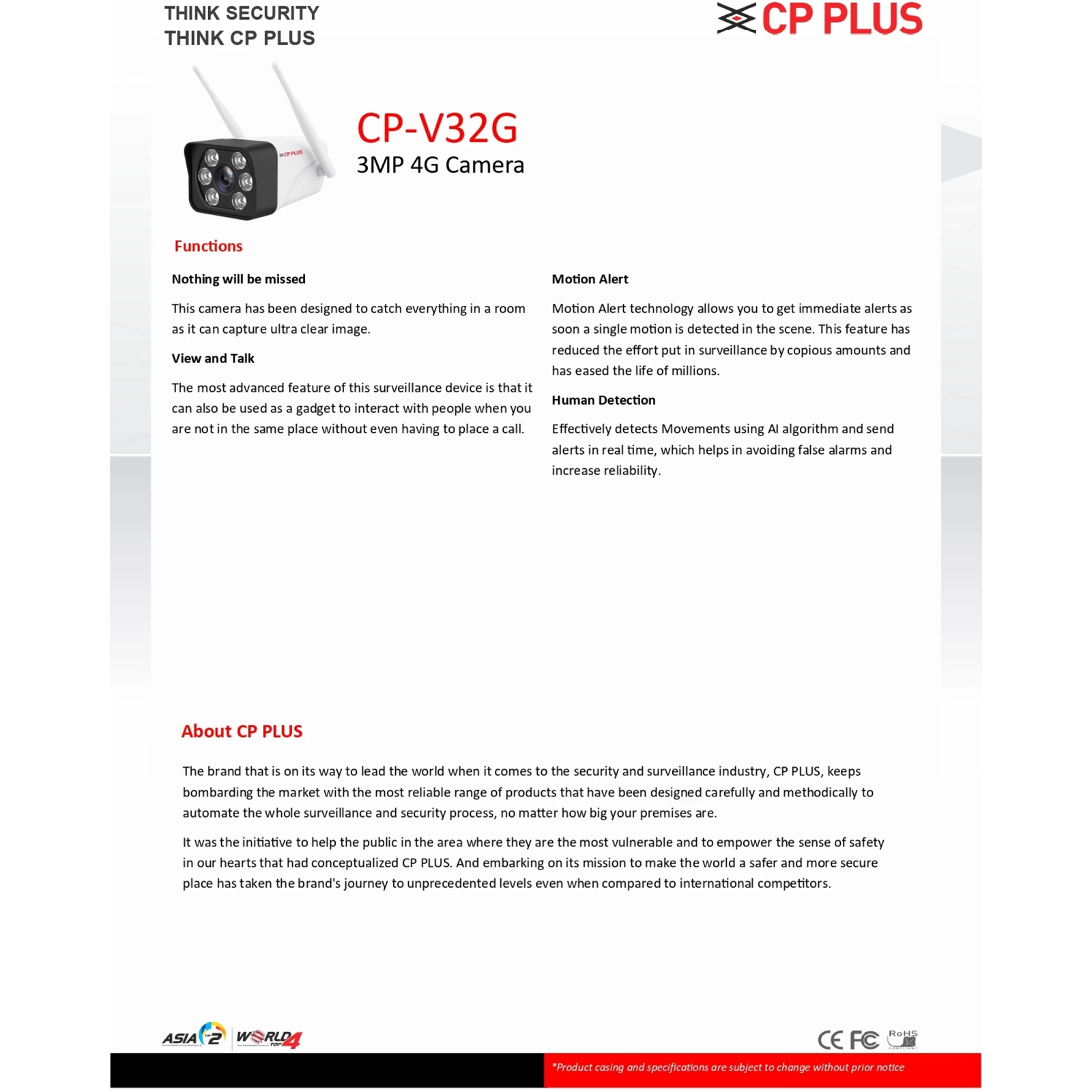 CP PLUS ezyKam+ Bullet CCTV Security Camera (Two Way Audio, CP-V32G, White) CP PLUS ezyKam+ Bullet CCTV Security Camera (Two Way Audio, CP-V32G, White)_3