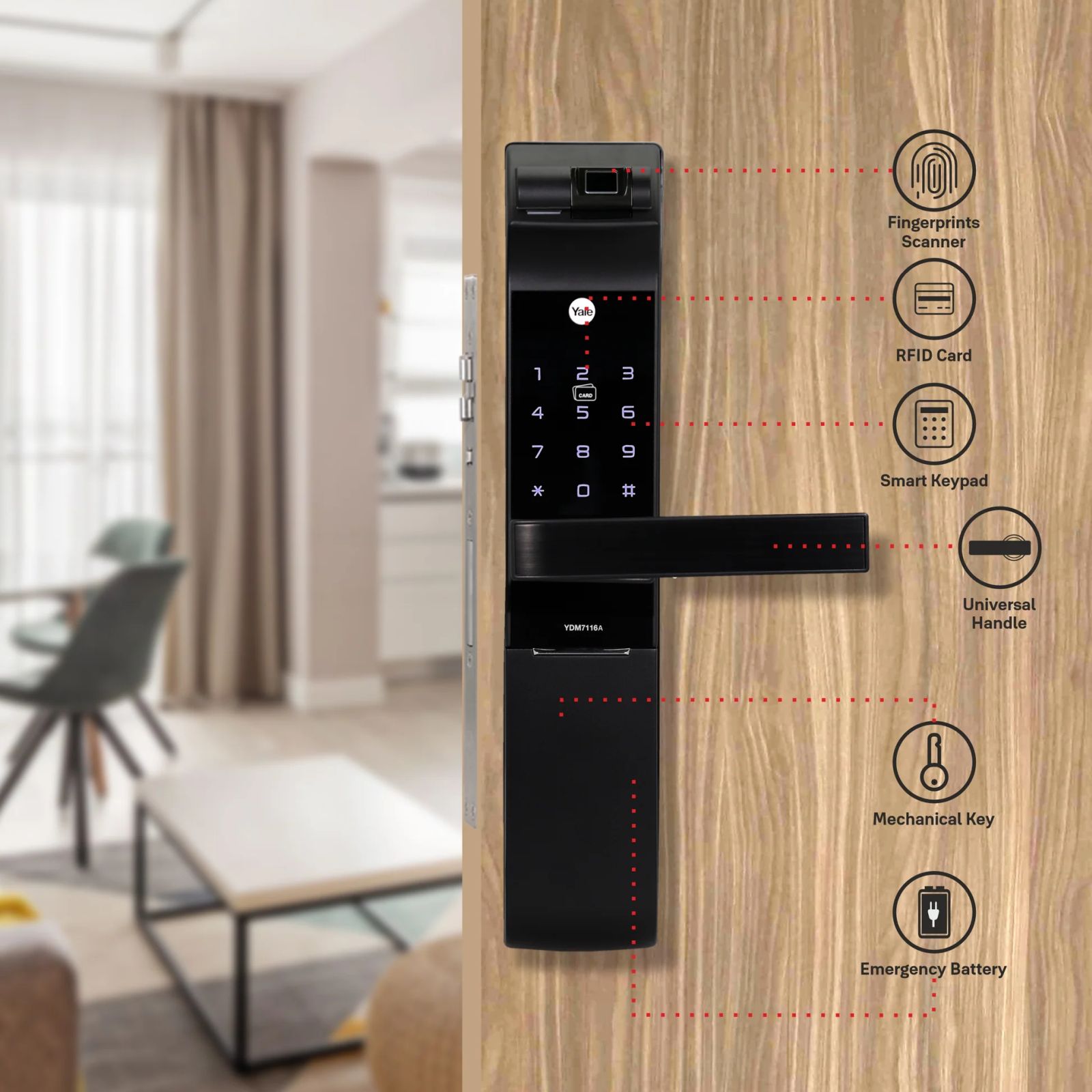 Yale YDM 7116A Digital Smart Lock (Low Battery Alert, Matt Black) Yale YDM 7116A Digital Smart Lock (Low Battery Alert, Matt Black)_6