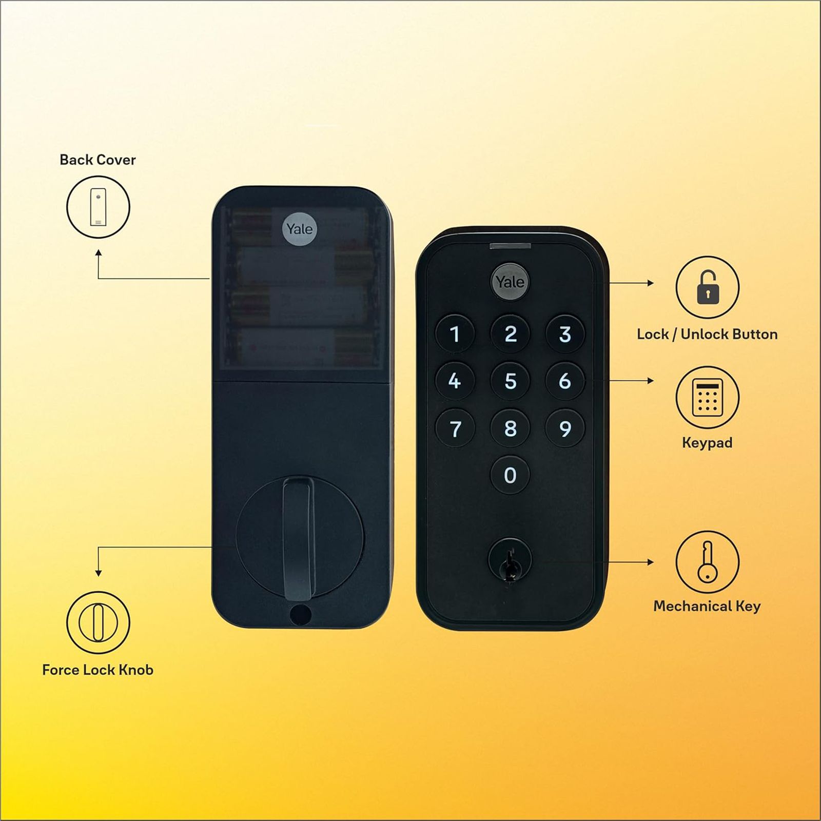 Yale Smart Lock For Private Space (LED Indication, YTYE  BL, Black)_10