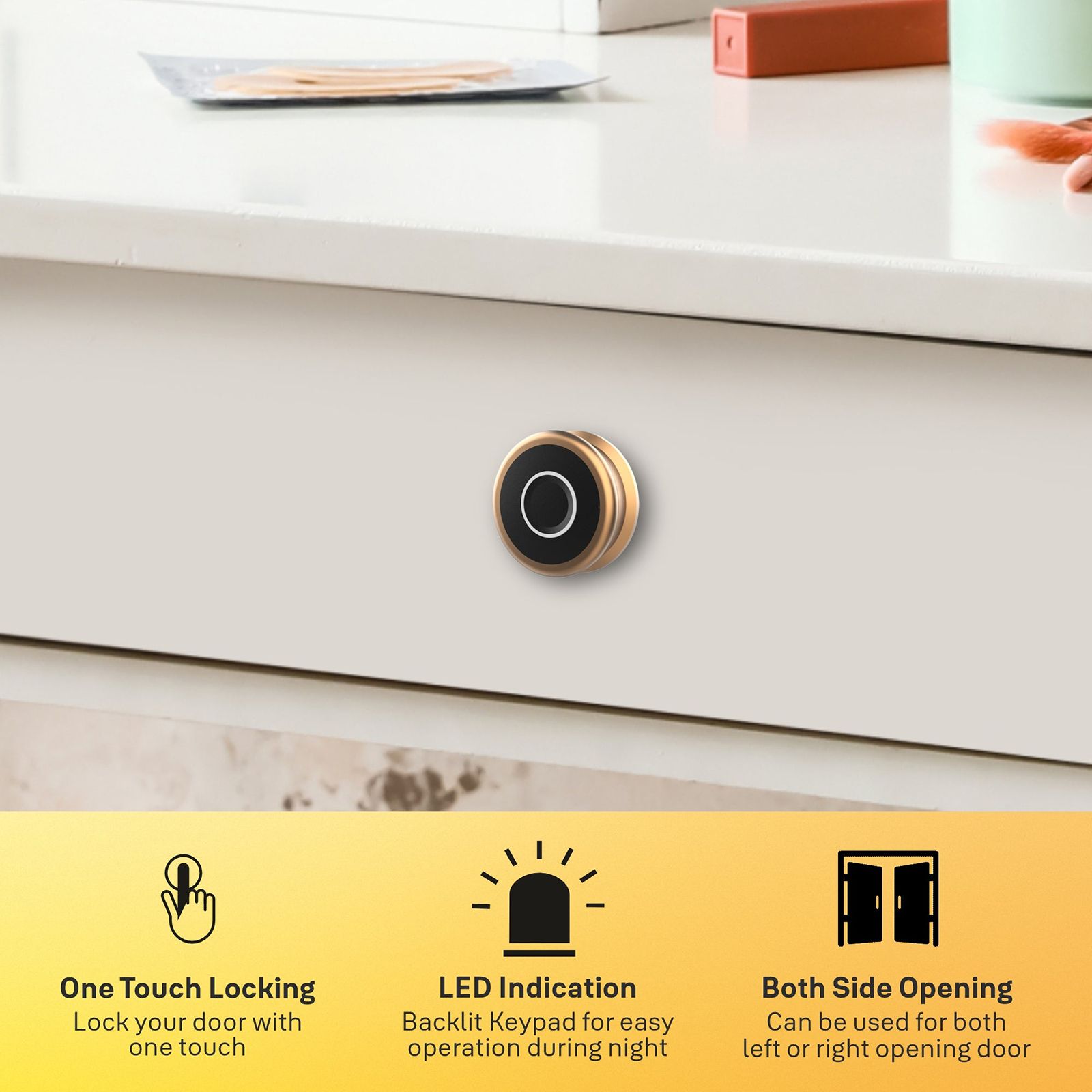 Yale YLDRPC Digital Smart Lock (LED Light & Sound Indicator, Rose Gold)_15