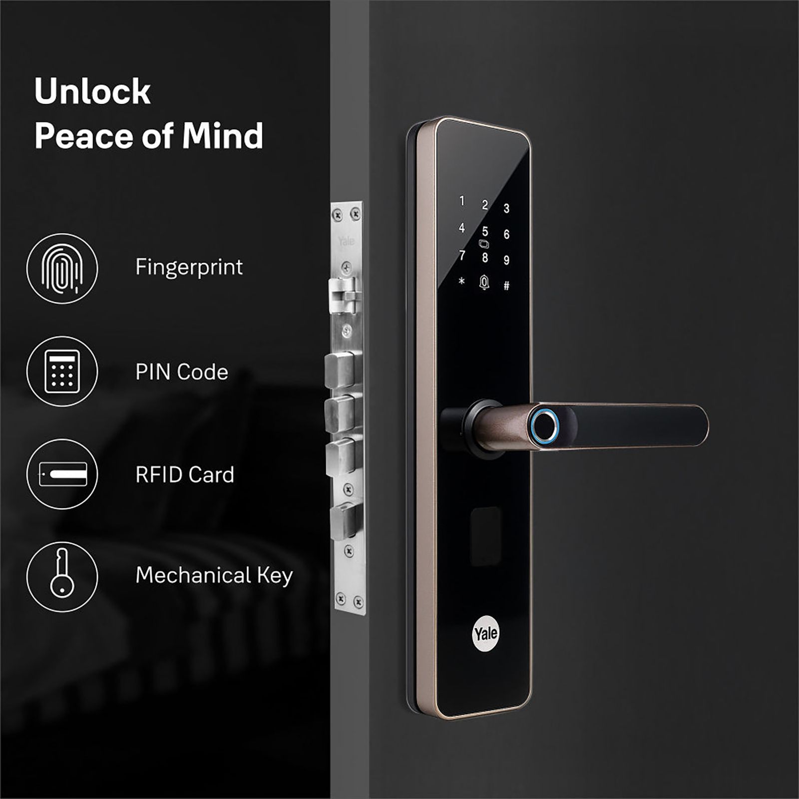 Yale YDME100NxT Digital Smart Lock (Strong Locking Bolts, Brown)_13