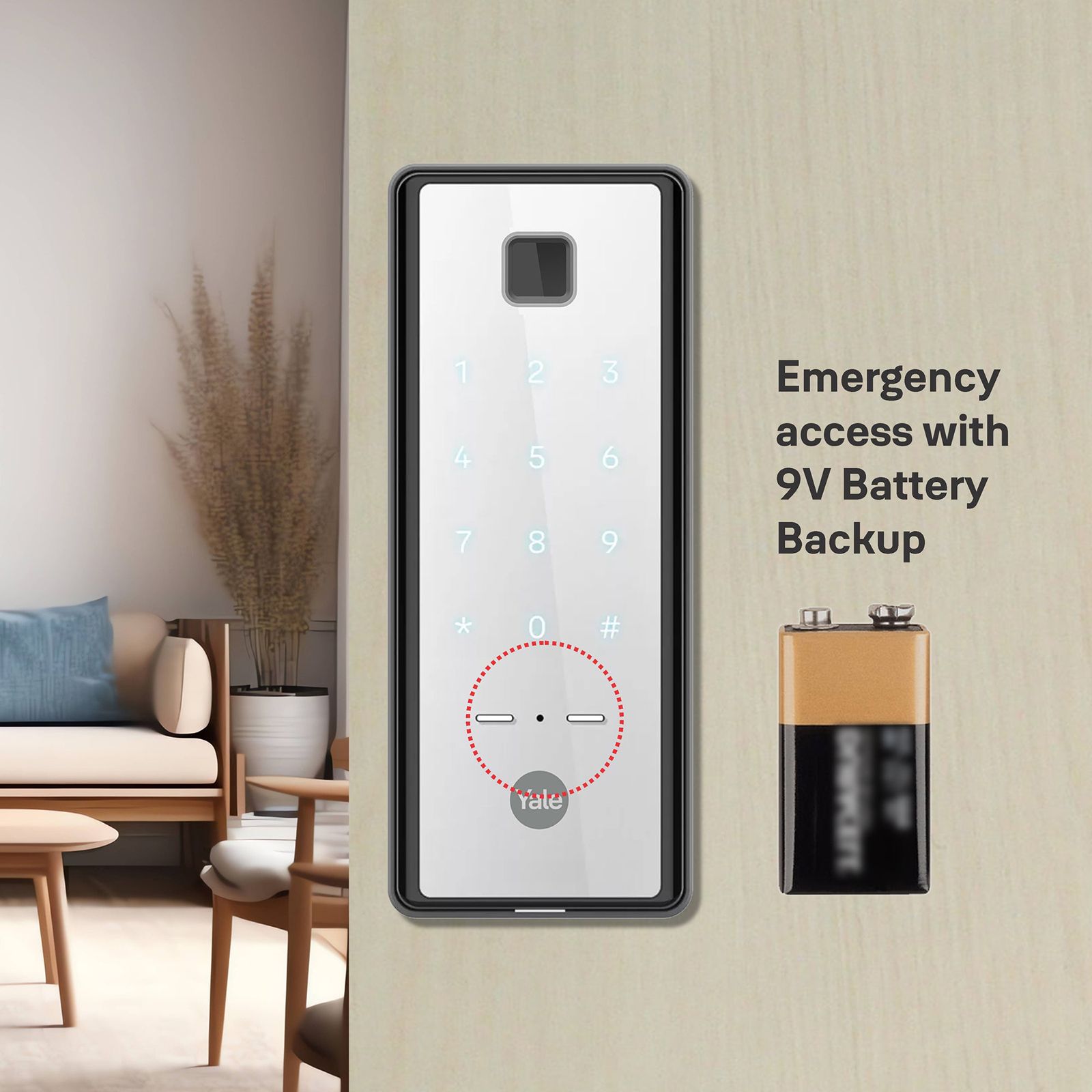 Yale Reflecta Digital Lock (PIN and Fingerprint Access, YREFB, Mirror Finish)_11