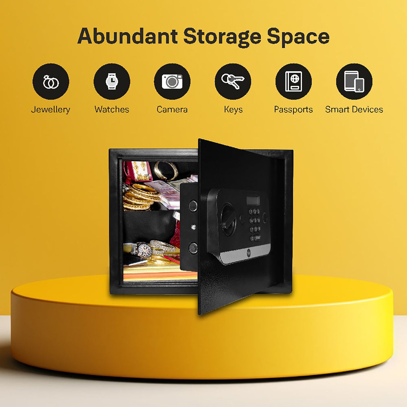 Yale Stellar 300 27 Litres Biometric Safety Locker (1 Shelf, Stellar 300/DB2, Black)_11