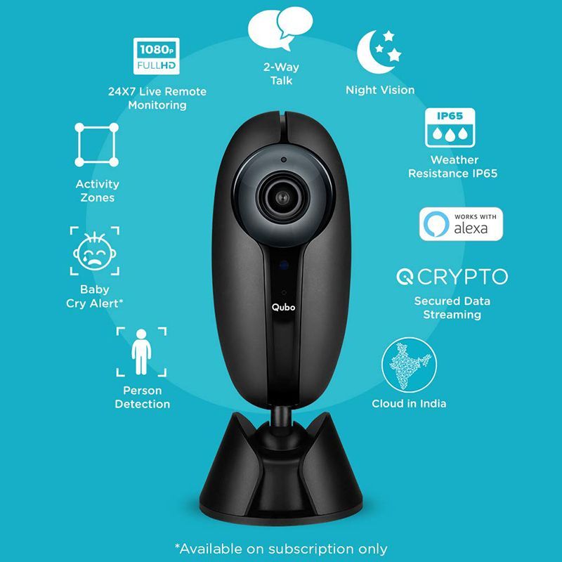 Qubo (Part of Hero Group) Smart Home CCTV Security Camera (Water Resistant, Alexa Enabled, HCM01, Black)_4