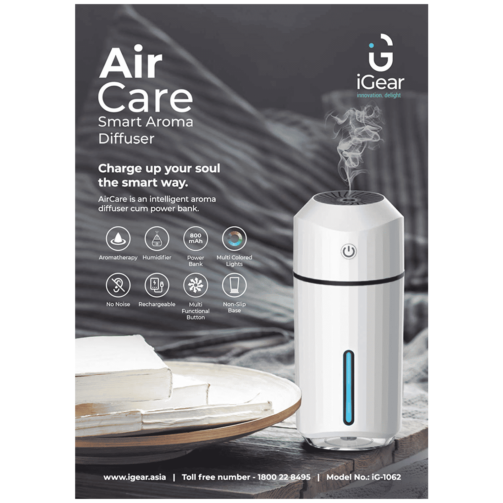 iGear Aircare 0.32 Litres Aromatherapy Mist Humidifier (Aroma Diffuser, iG-1062, White) iGear Aircare 0.32 Litres Aromatherapy Mist Humidifier (Aroma Diffuser, iG-1062, White)_3