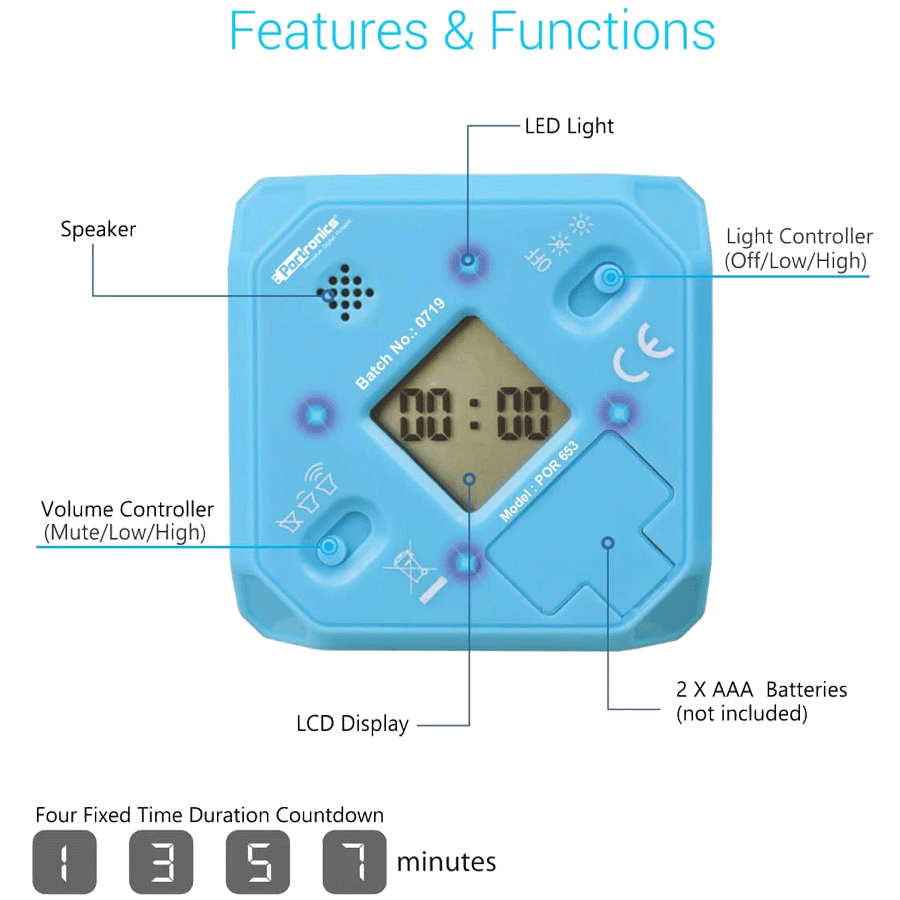 PORTRONICS Countdown Timer (Por 653, Blue) PORTRONICS Countdown Timer (Por 653, Blue)_4