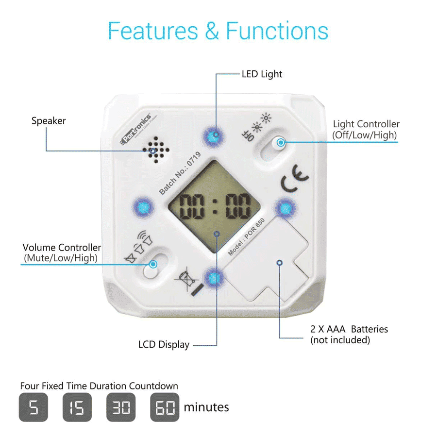 PORTRONICS Countdown Timer (Por 650, White) PORTRONICS Countdown Timer (Por 650, White)_4