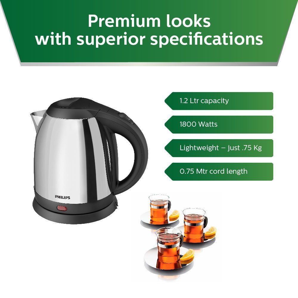 PHILIPS Daily collection 1800 Watt 1.2 Litre Electric Kettle with 360 Degree Cordless Base (Metallic silver)_10