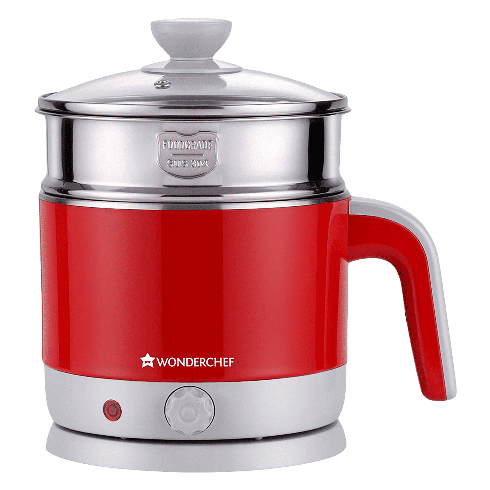 WONDERCHEF Luxe 1000 Watt 1.2 Litre Multi Cook Electric Kettle with Cordless Power Base (Red) WONDERCHEF Luxe 1000 Watt 1.2 Litre Multi Cook Electric Kettle with Cordless Power Base (Red)_1