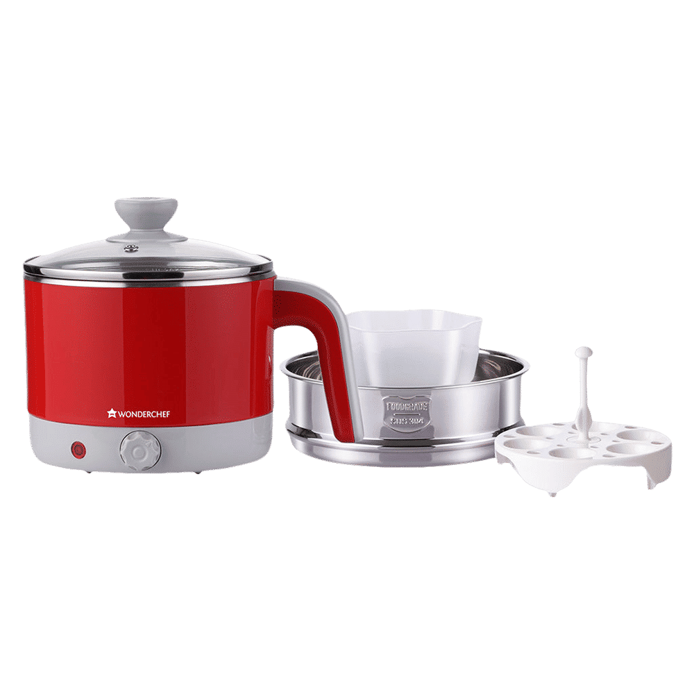 WONDERCHEF Luxe 1000 Watt 1.2 Litre Multi Cook Electric Kettle with Cordless Power Base (Red) WONDERCHEF Luxe 1000 Watt 1.2 Litre Multi Cook Electric Kettle with Cordless Power Base (Red)_12