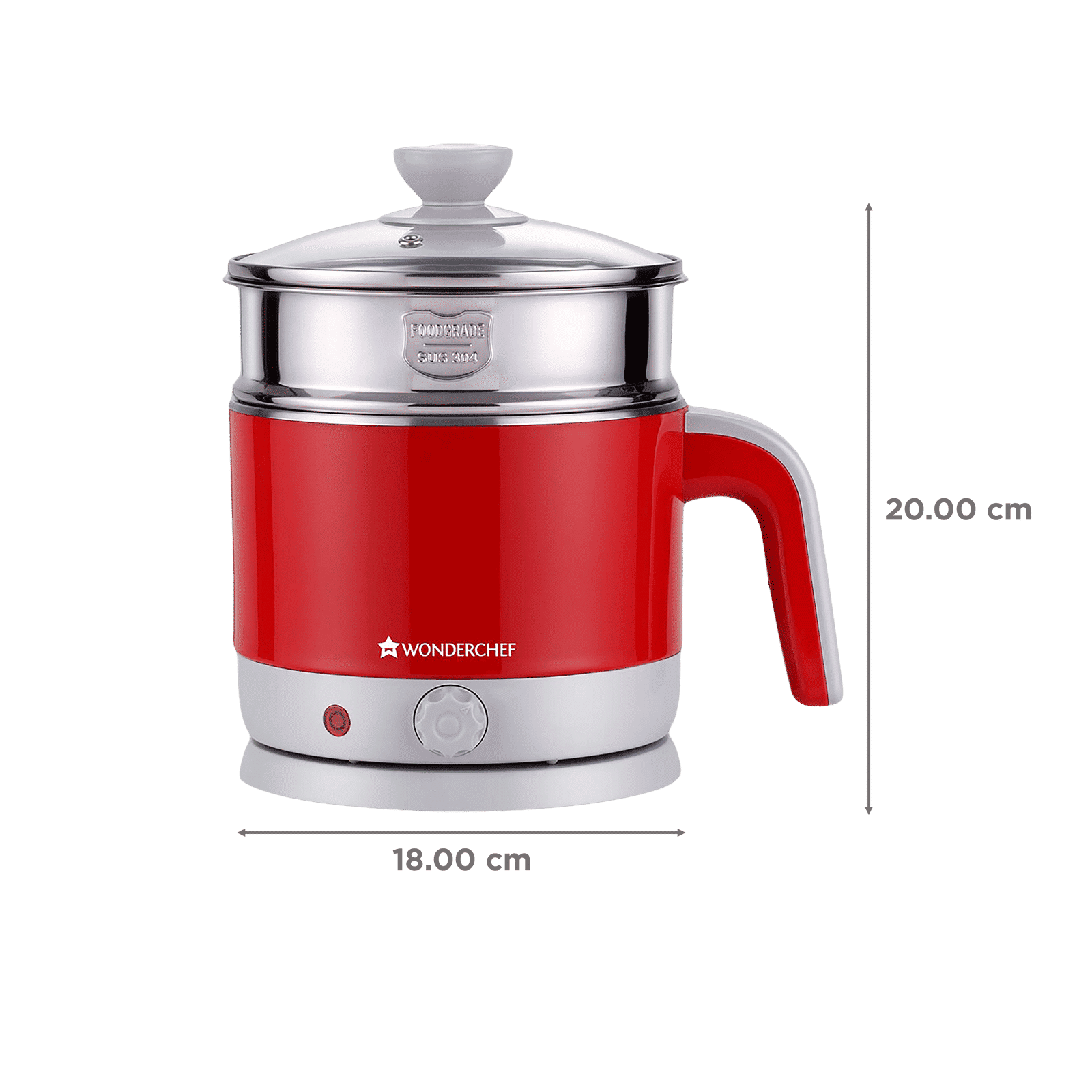 WONDERCHEF Luxe 1000 Watt 1.2 Litre Multi Cook Electric Kettle with Cordless Power Base (Red) WONDERCHEF Luxe 1000 Watt 1.2 Litre Multi Cook Electric Kettle with Cordless Power Base (Red)_2