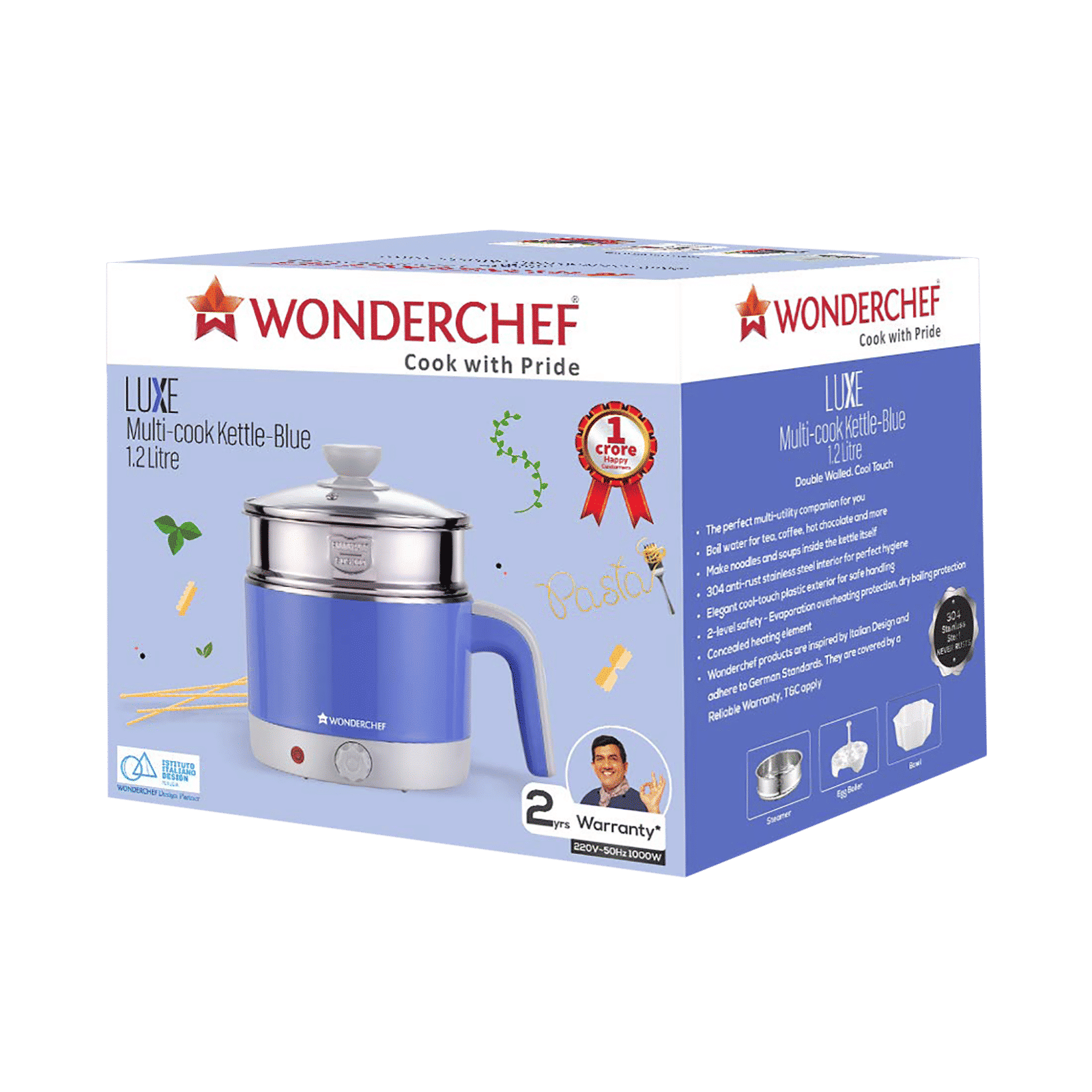 WONDERCHEF Luxe 1000 Watt 1.2 Litre Electric Kettle with Cool Touch Plastic Exterior (Blue)_6