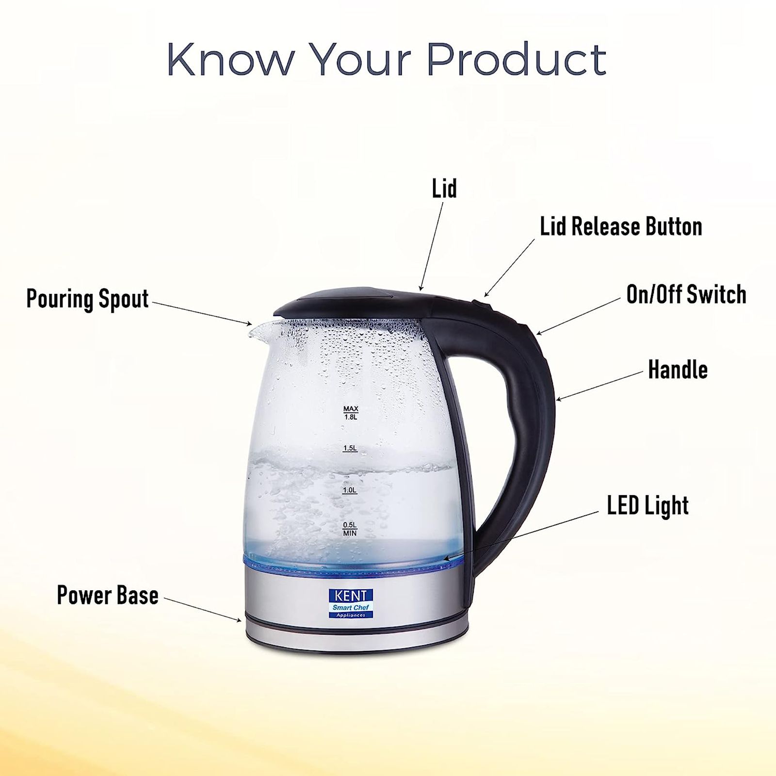 KENT Elegant 2000 Watt 1.8 Litre Electric Kettle with 360 Degree Rotation Base (Transparent)_11