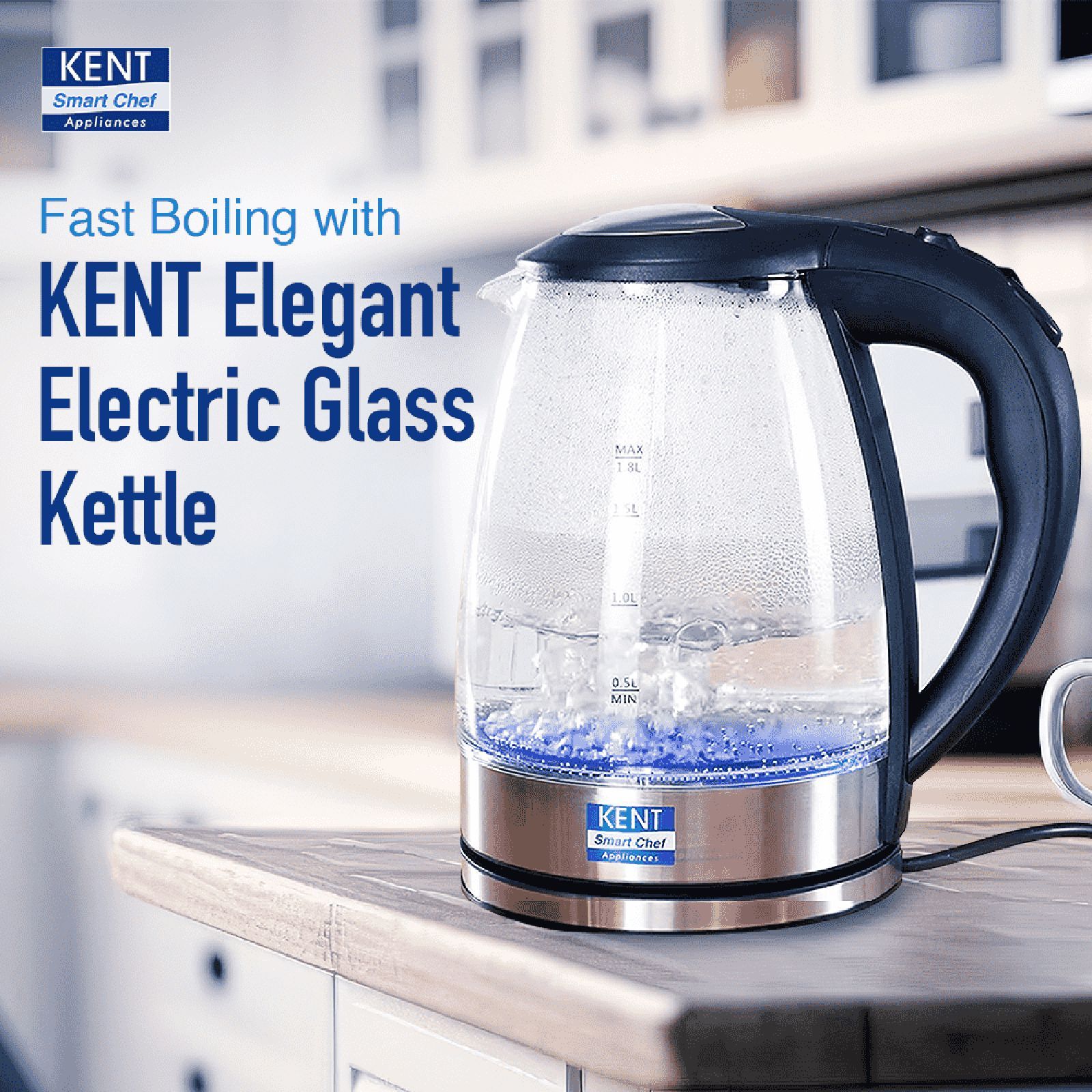 KENT Elegant 2000 Watt 1.8 Litre Electric Kettle with 360 Degree Rotation Base (Transparent)_15