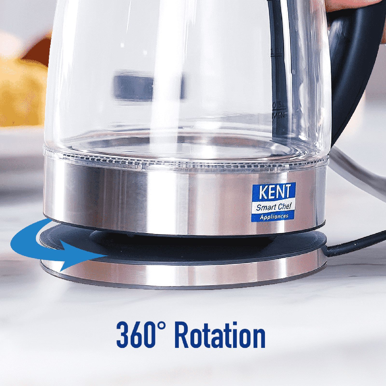 KENT Elegant 2000 Watt 1.8 Litre Electric Kettle with 360 Degree Rotation Base (Transparent)_6