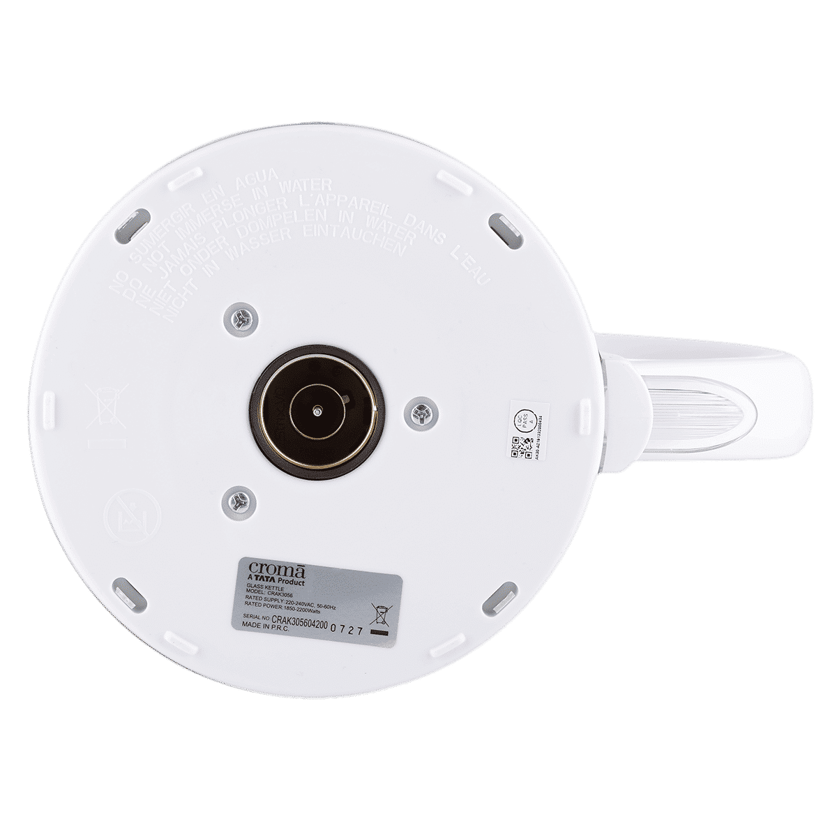 Croma 2200 Watt 1.7 Litre Electric Kettle with 360 Degree Swivel Base (White)_12
