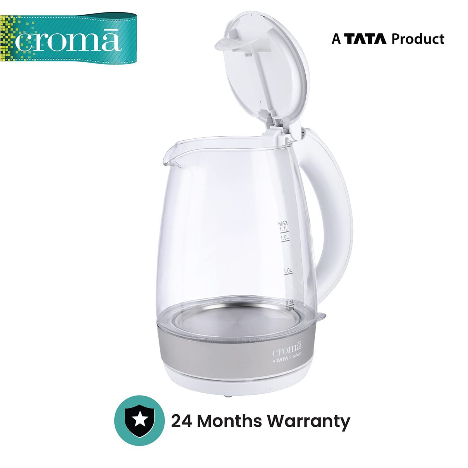 Croma 2200 Watt 1.7 Litre Electric Kettle with 360 Degree Swivel Base (White)_14