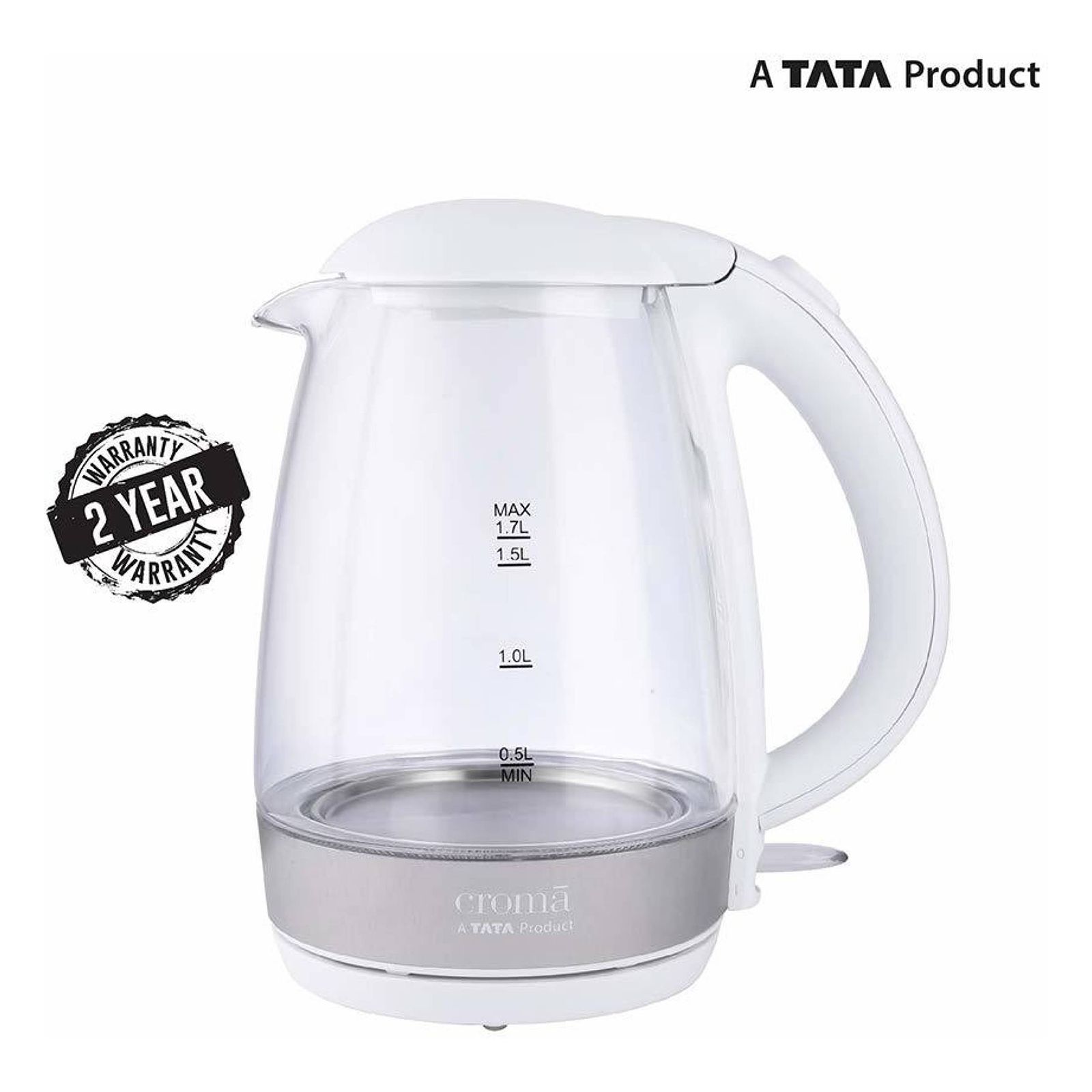 Croma 2200 Watt 1.7 Litre Electric Kettle with 360 Degree Swivel Base (White)_15