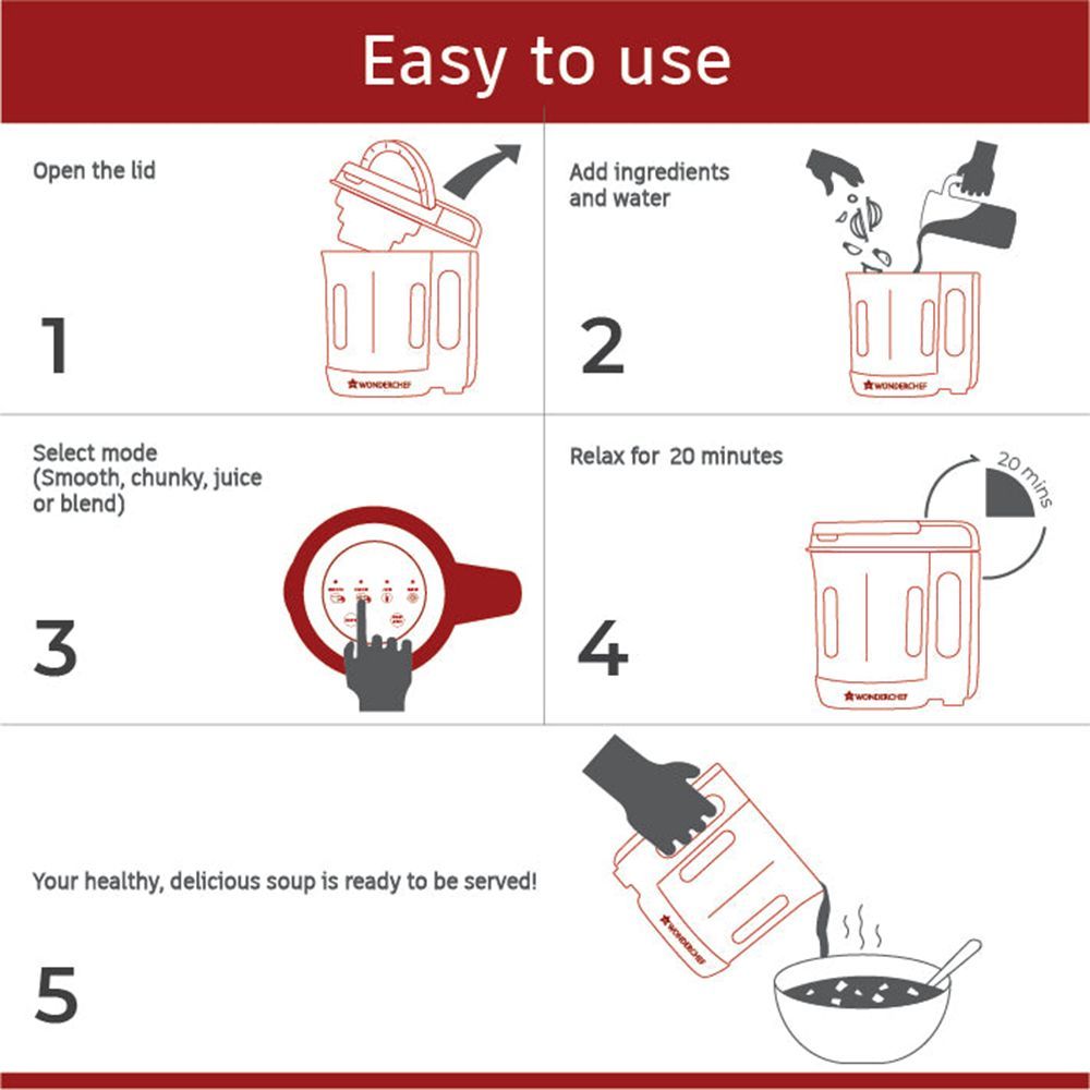 WONDERCHEF 800 Watt 1 Litre Soup Maker with Touch Control Panel (Green/Silver)_5