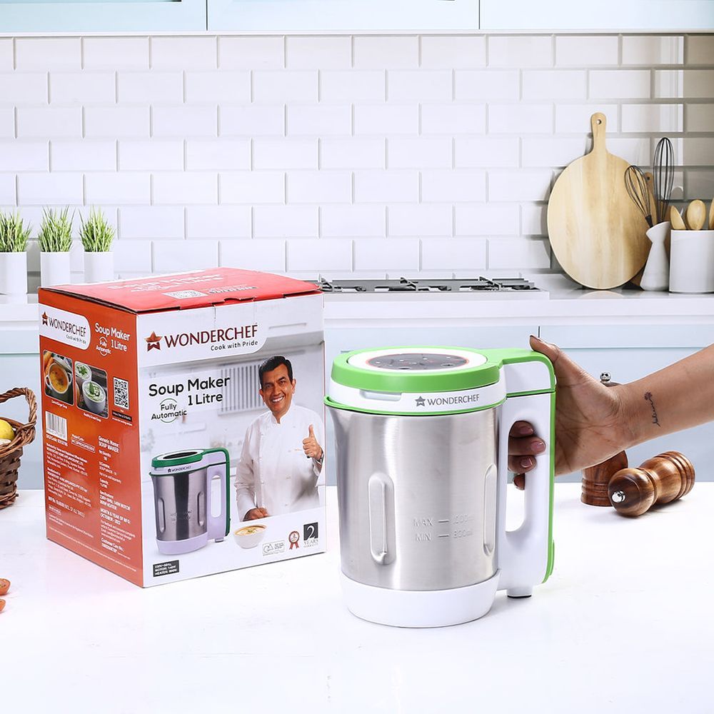 WONDERCHEF 800 Watt 1 Litre Soup Maker with Touch Control Panel (Green/Silver)_6
