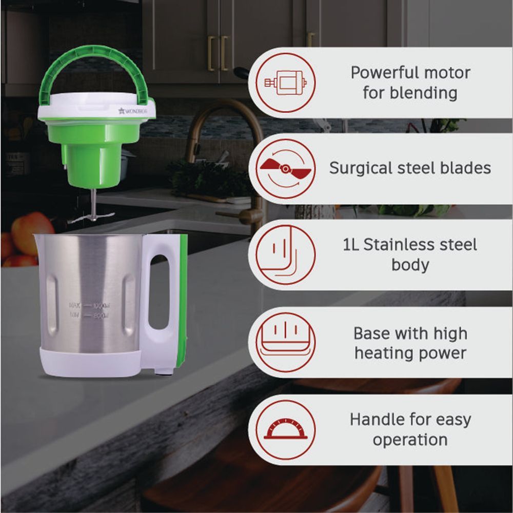 WONDERCHEF 800 Watt 1 Litre Soup Maker with Touch Control Panel (Green/Silver)_9
