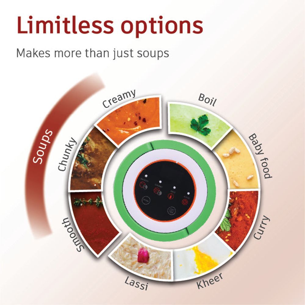 WONDERCHEF 800 Watt 1 Litre Soup Maker with Touch Control Panel (Green/Silver)_10