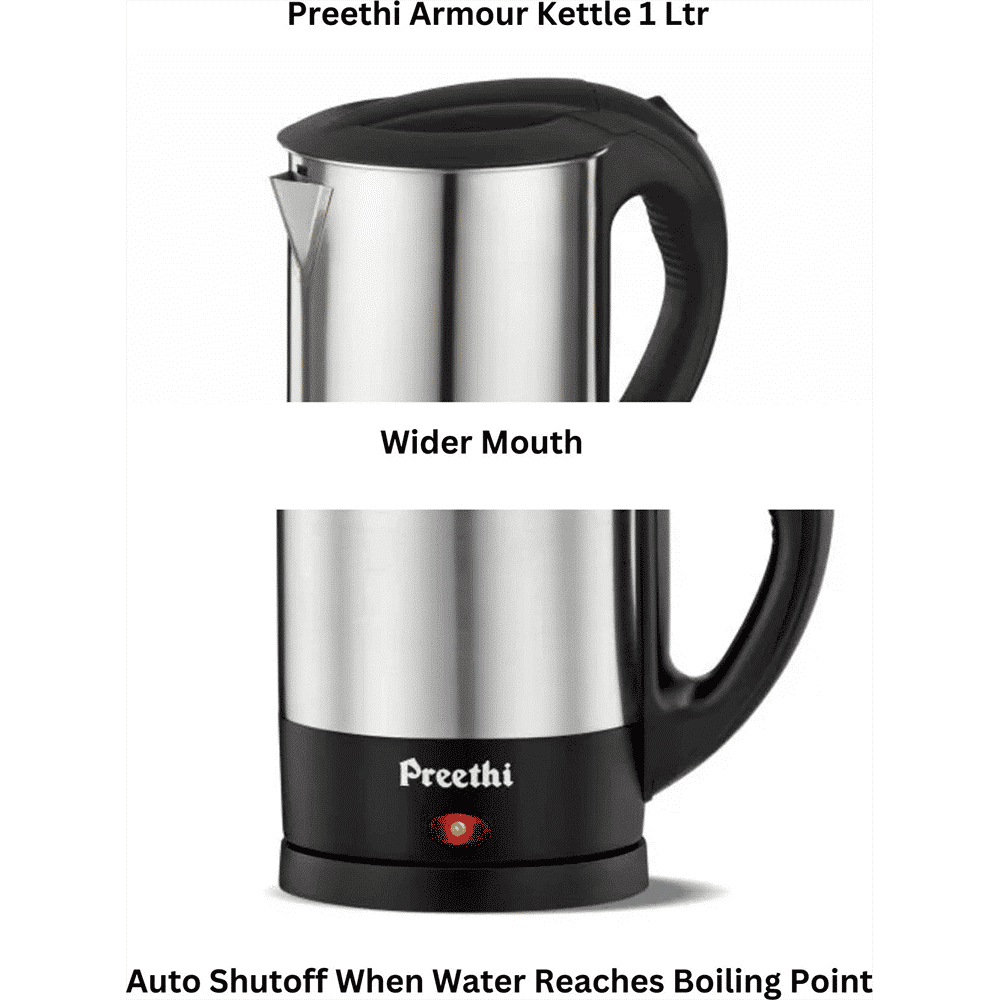 Preethi Armour 1350 Watt 1 Litre Electric Kettle with Auto Shut Off (Steel)_9