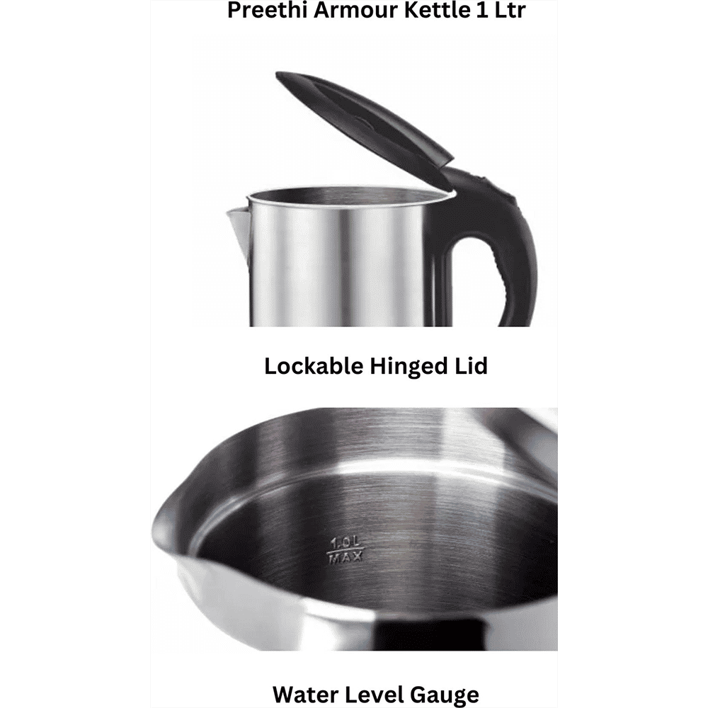 Preethi Armour 1350 Watt 1 Litre Electric Kettle with Auto Shut Off (Steel)_10