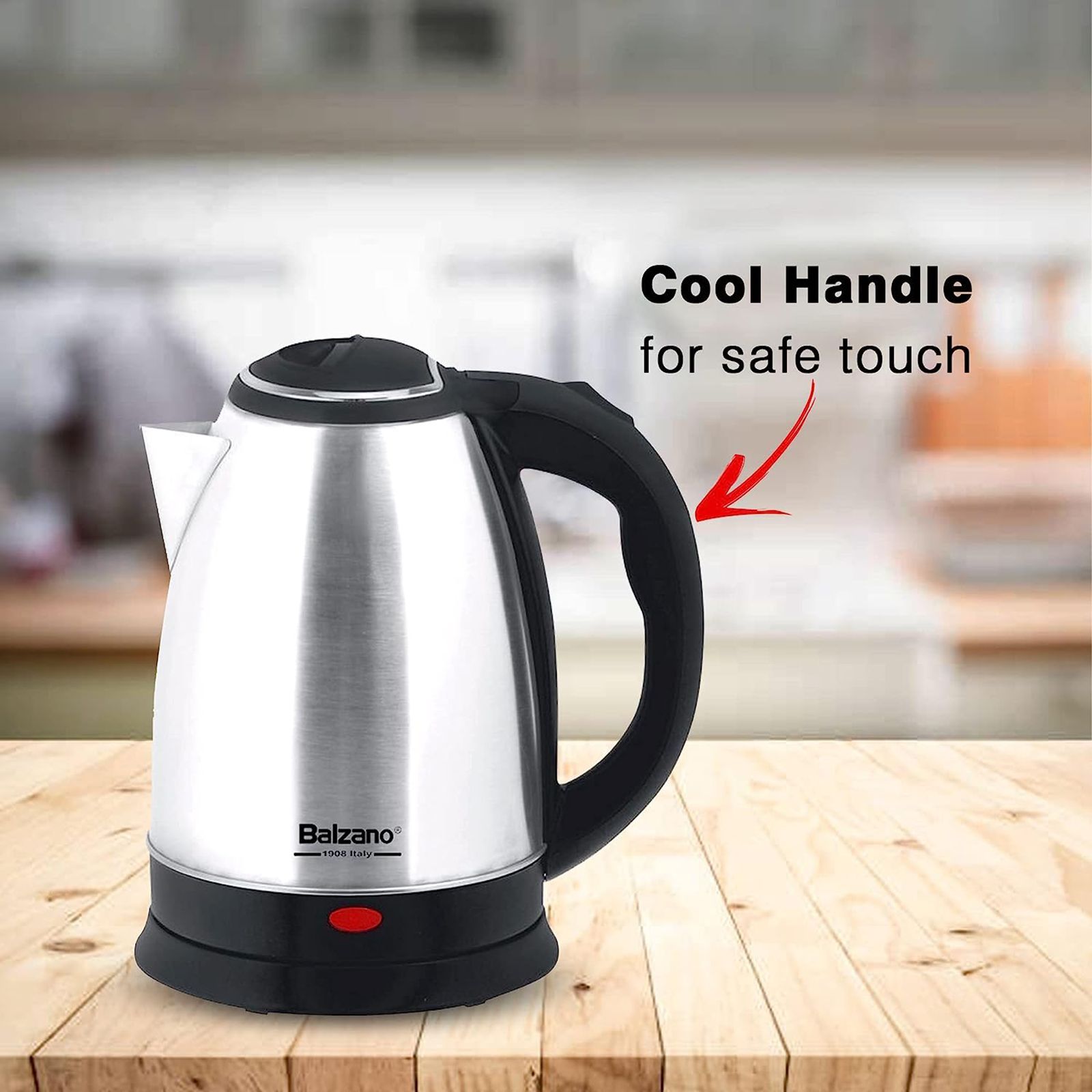 Balzano 1500 Watt 1.8 Litre Electric Kettle with 360 Degree Cordless Base (Silver)_8