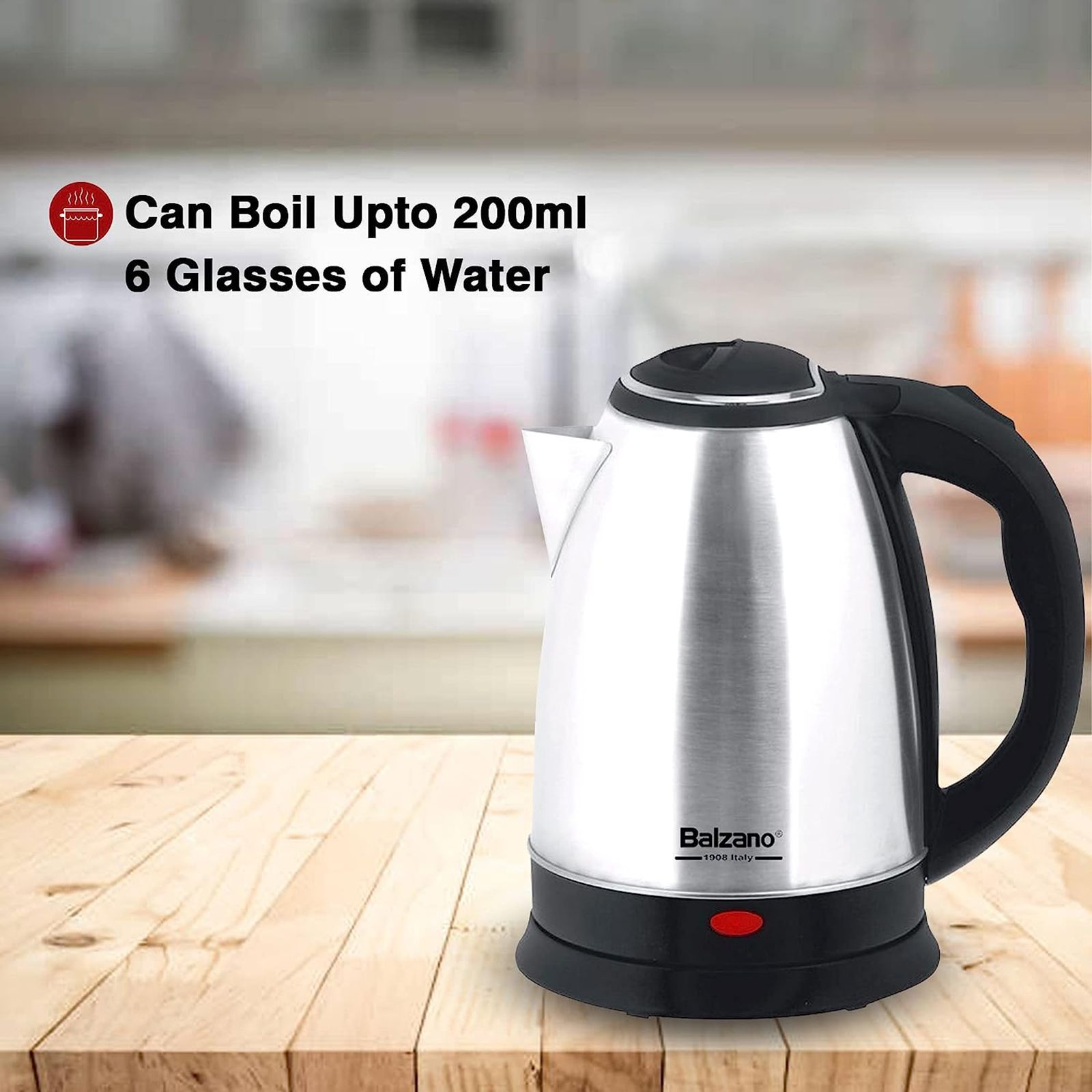 Balzano 1500 Watt 1.8 Litre Electric Kettle with 360 Degree Cordless Base (Silver)_11