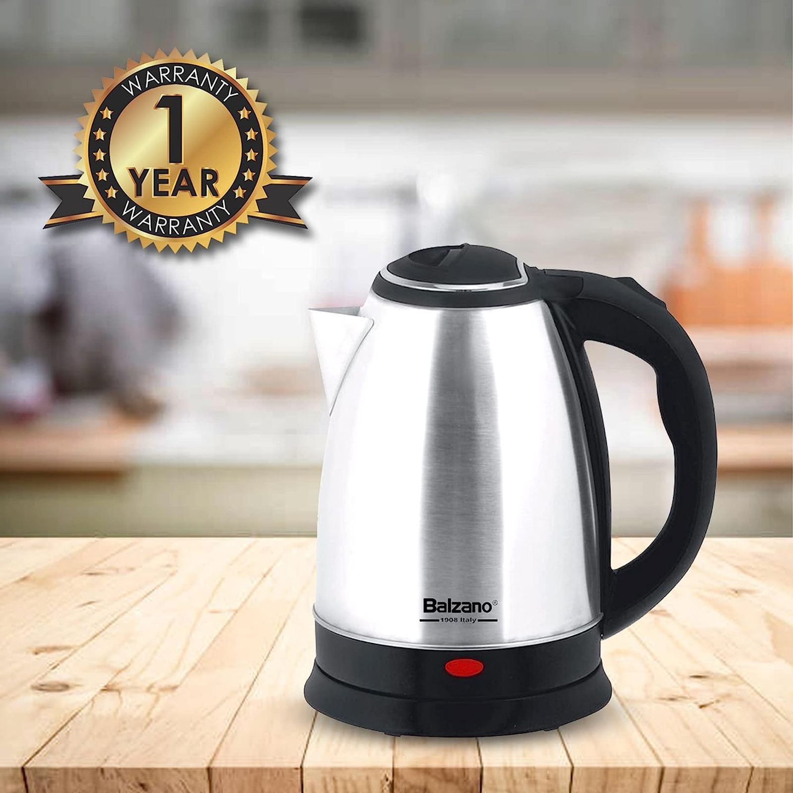 Balzano 1500 Watt 1.8 Litre Electric Kettle with 360 Degree Cordless Base (Silver)_12