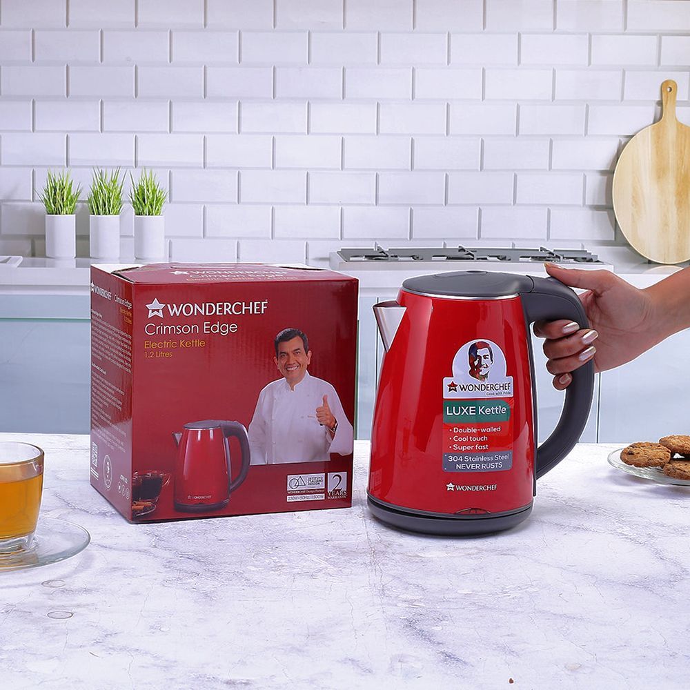 WONDERCHEF Crimson Edge 1500 Watt 1.2 Litre Electric Kettle with Auto Shut Off (Red)_6