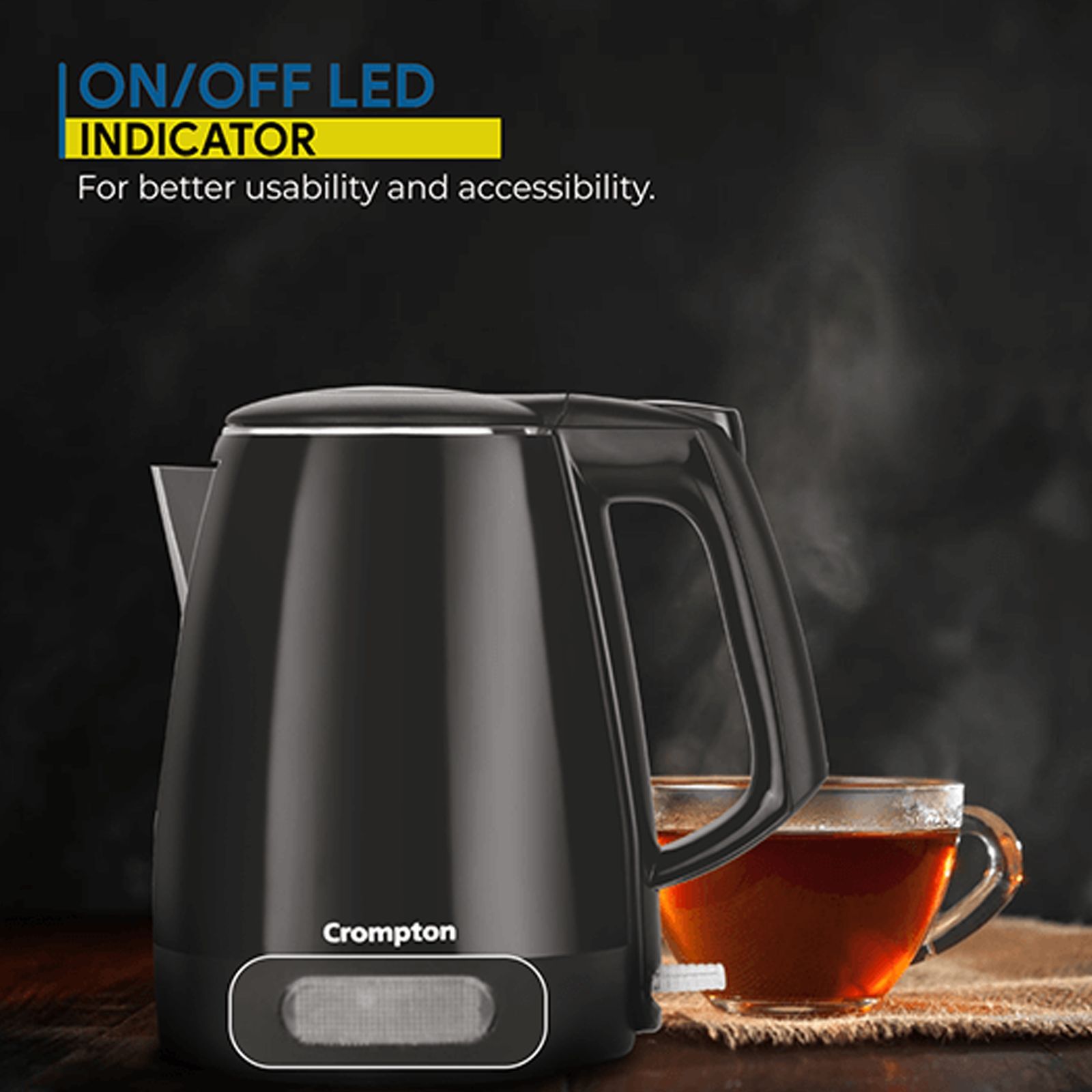 Crompton Activhot 1500 Watt 1.5 Litre Electric Kettle with Auto Shut Off (Black)_7