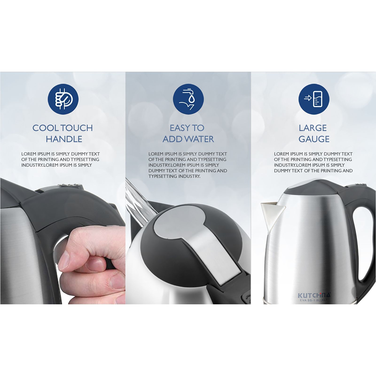 Kutchina EVA SS 1500 Watt 1.2 Litre Electric Kettle with Auto Shut Off Function (Silver)_6