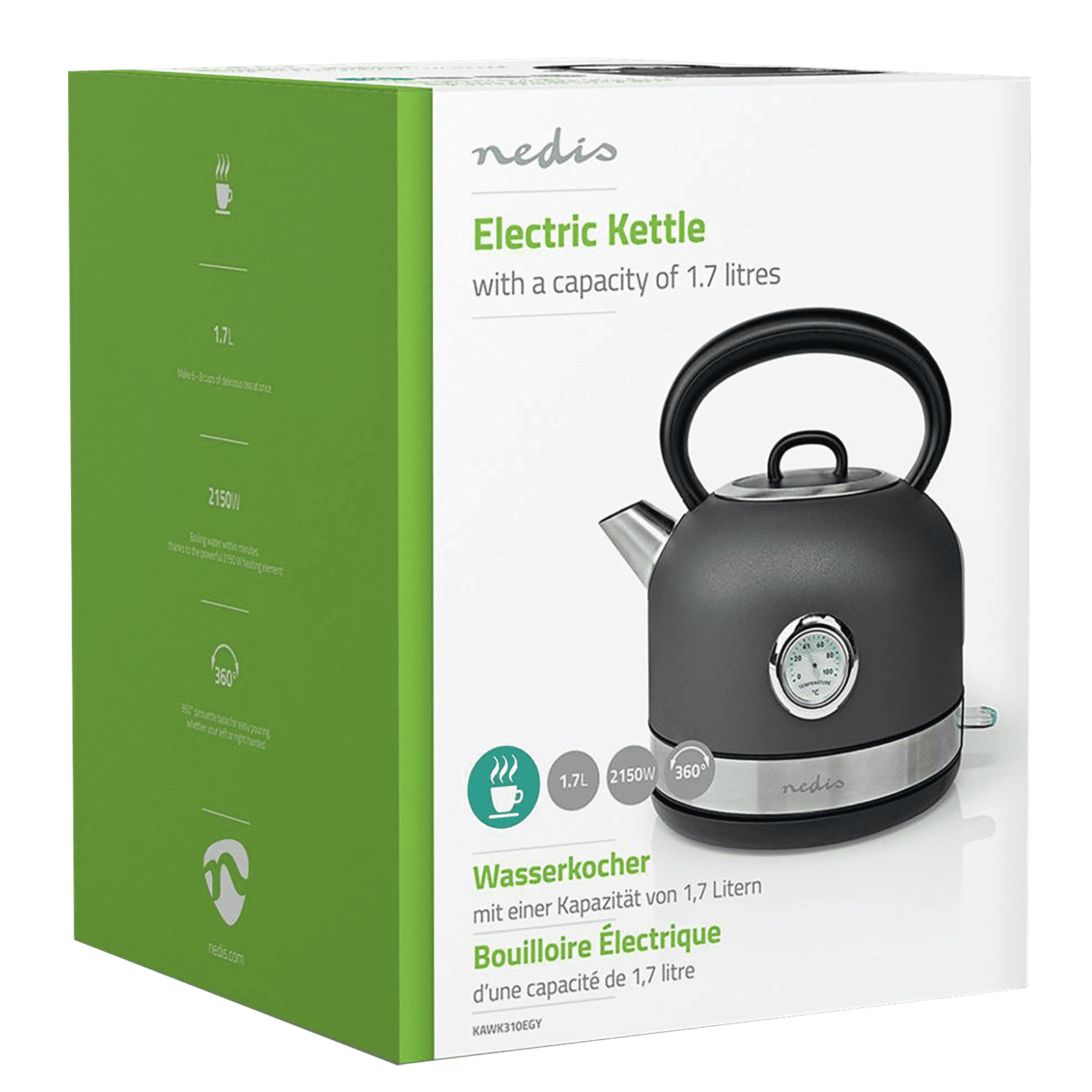 nedis KAWK310EGY 2150 Watt 1.7 Litre Electric Kettle with Water Level Indicator (Grey) nedis KAWK310EGY 2150 Watt 1.7 Litre Electric Kettle with Water Level Indicator (Grey)_7