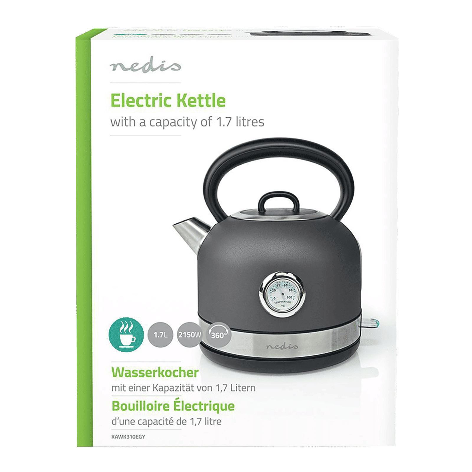 nedis KAWK310EGY 2150 Watt 1.7 Litre Electric Kettle with Water Level Indicator (Grey) nedis KAWK310EGY 2150 Watt 1.7 Litre Electric Kettle with Water Level Indicator (Grey)_8