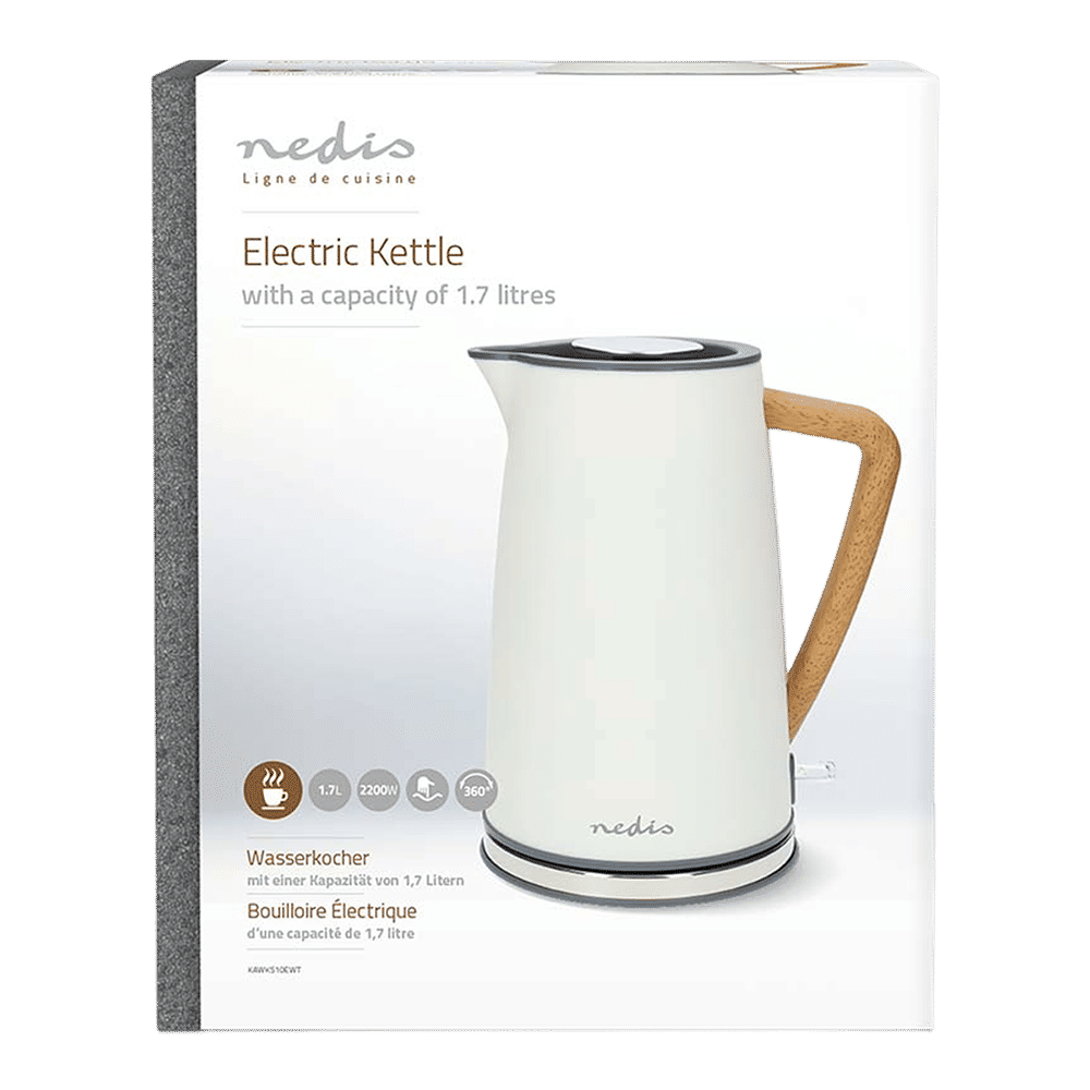 nedis 2200 Watt 1.7 Litre Electric Kettle with Boil Dry Protection (White)_12
