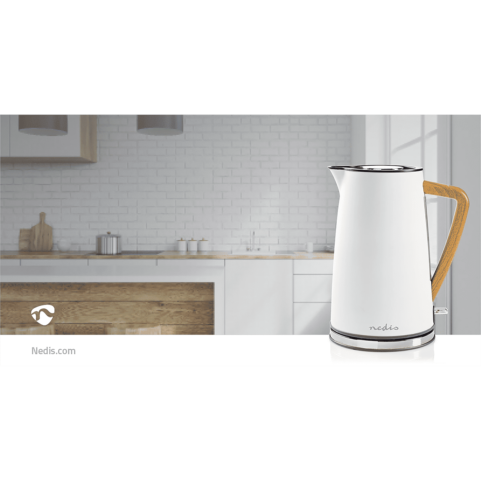 nedis 2200 Watt 1.7 Litre Electric Kettle with Boil Dry Protection (White)_15