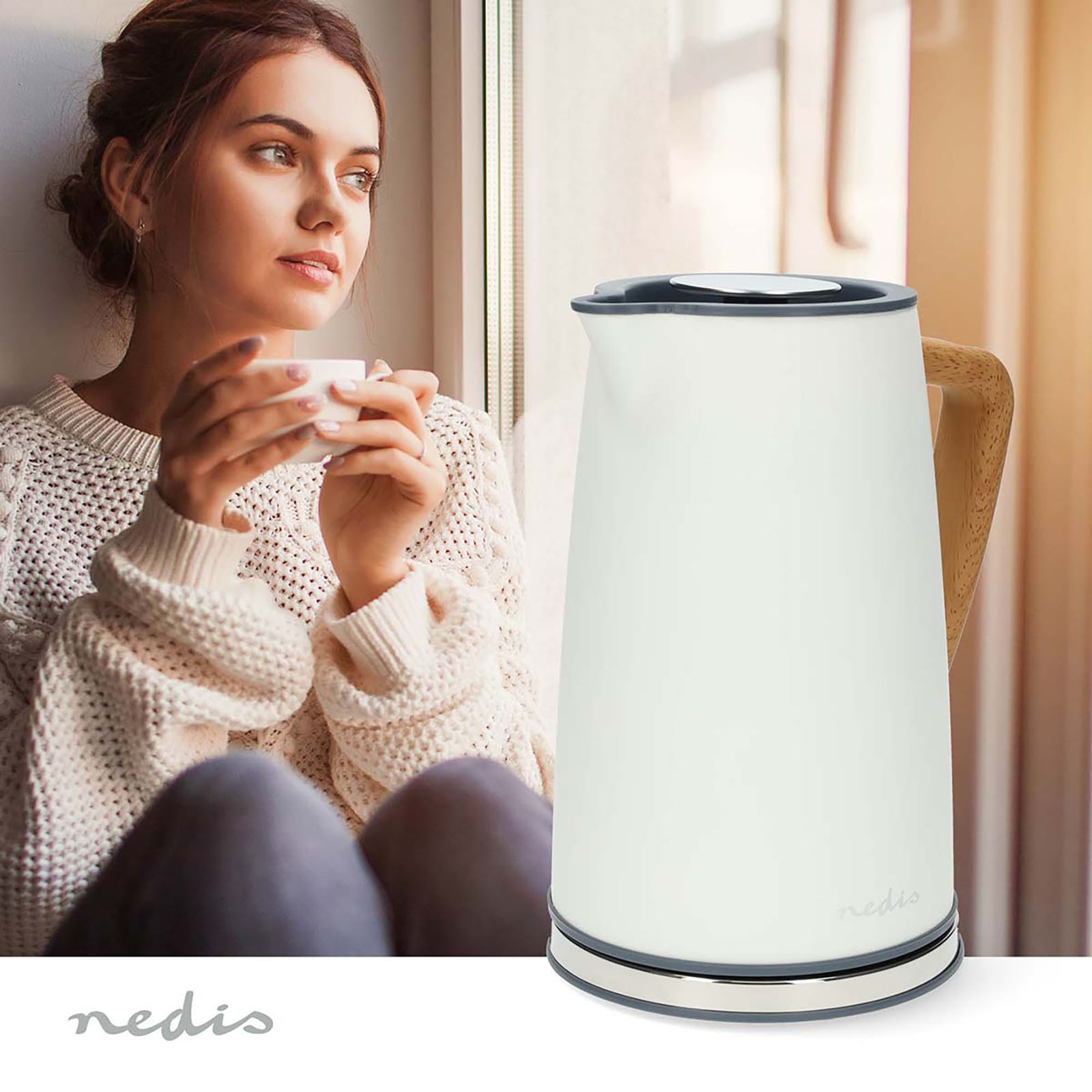 nedis 2200 Watt 1.7 Litre Electric Kettle with Boil Dry Protection (White)_16