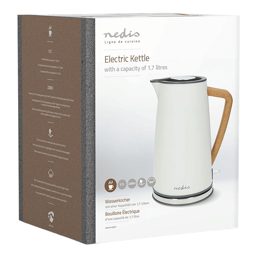 nedis 2200 Watt 1.7 Litre Electric Kettle with Boil Dry Protection (White)_18