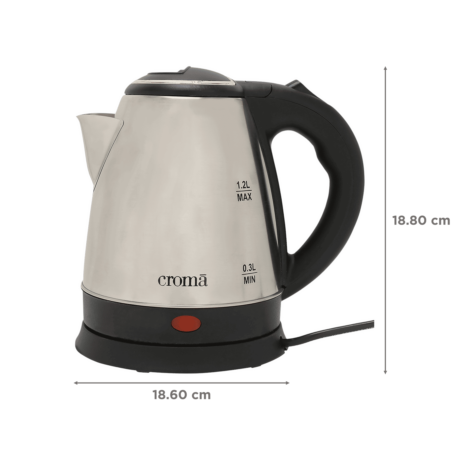 Croma 1500 Watt 1.2 Litre Electric Kettle with Auto Shut Off (Silver)_2